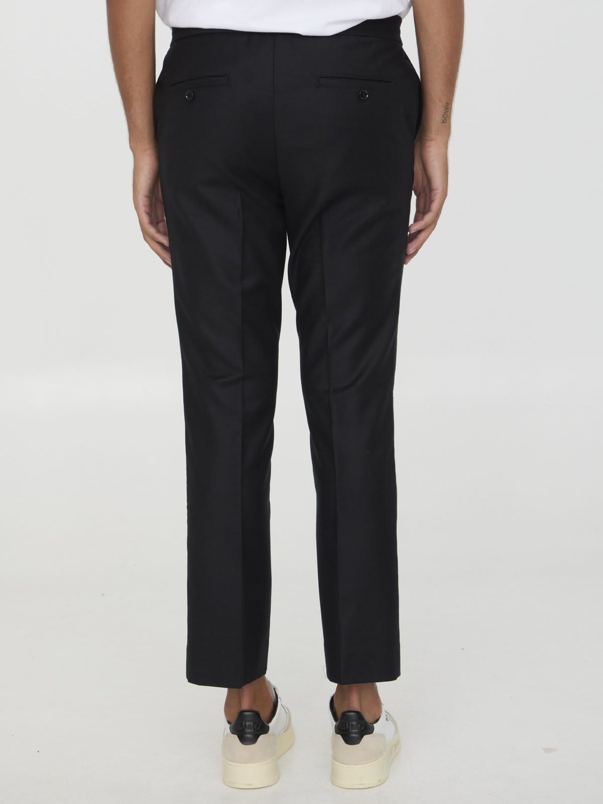 Shop Ami Alexandre Mattiussi Ribbed Waist Trousers In Black