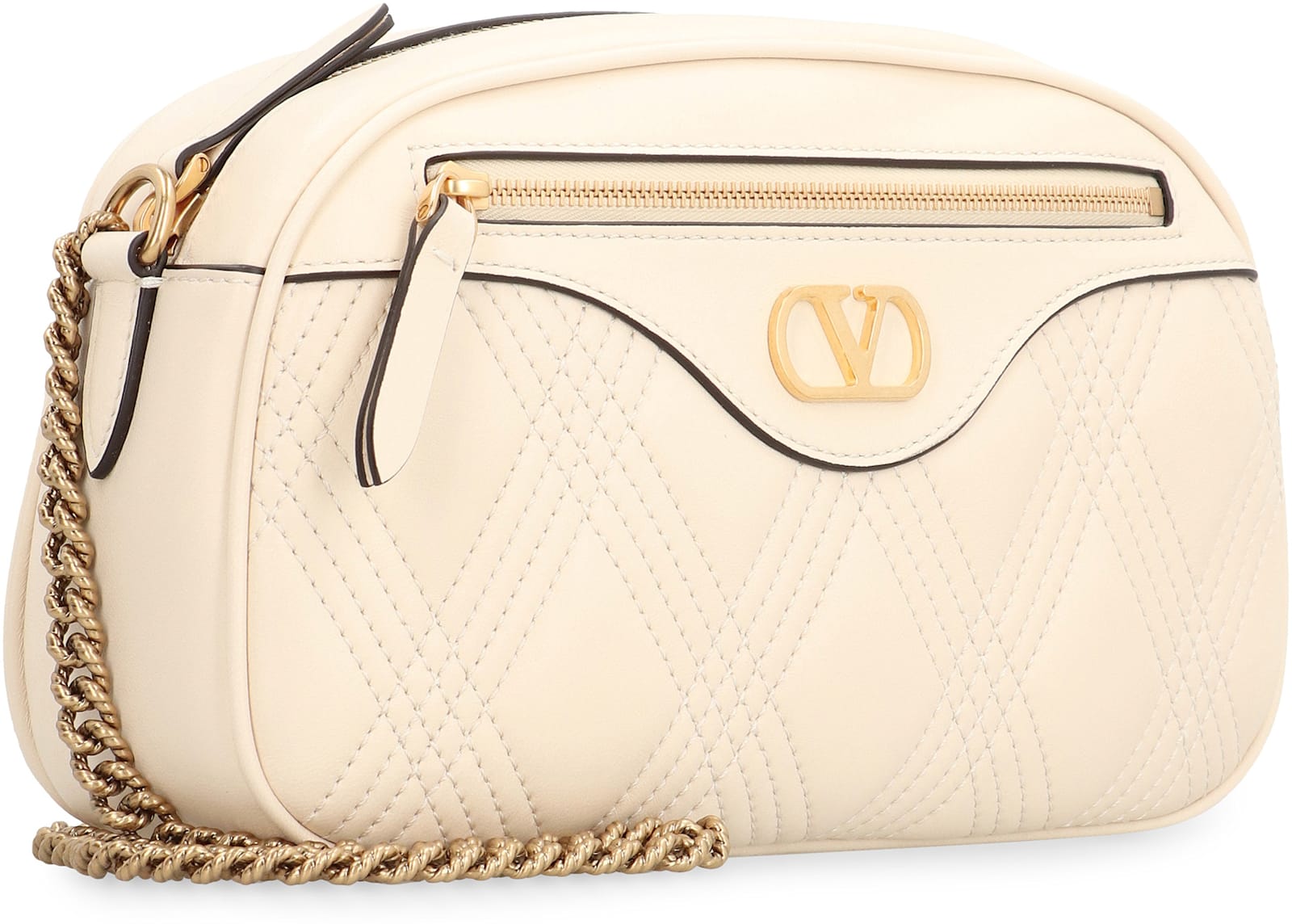 Valentino Garavani Garavani Quiltie Shoulder Bag 67 In Quilted Nappa Woman Ivory Uni In Ivory