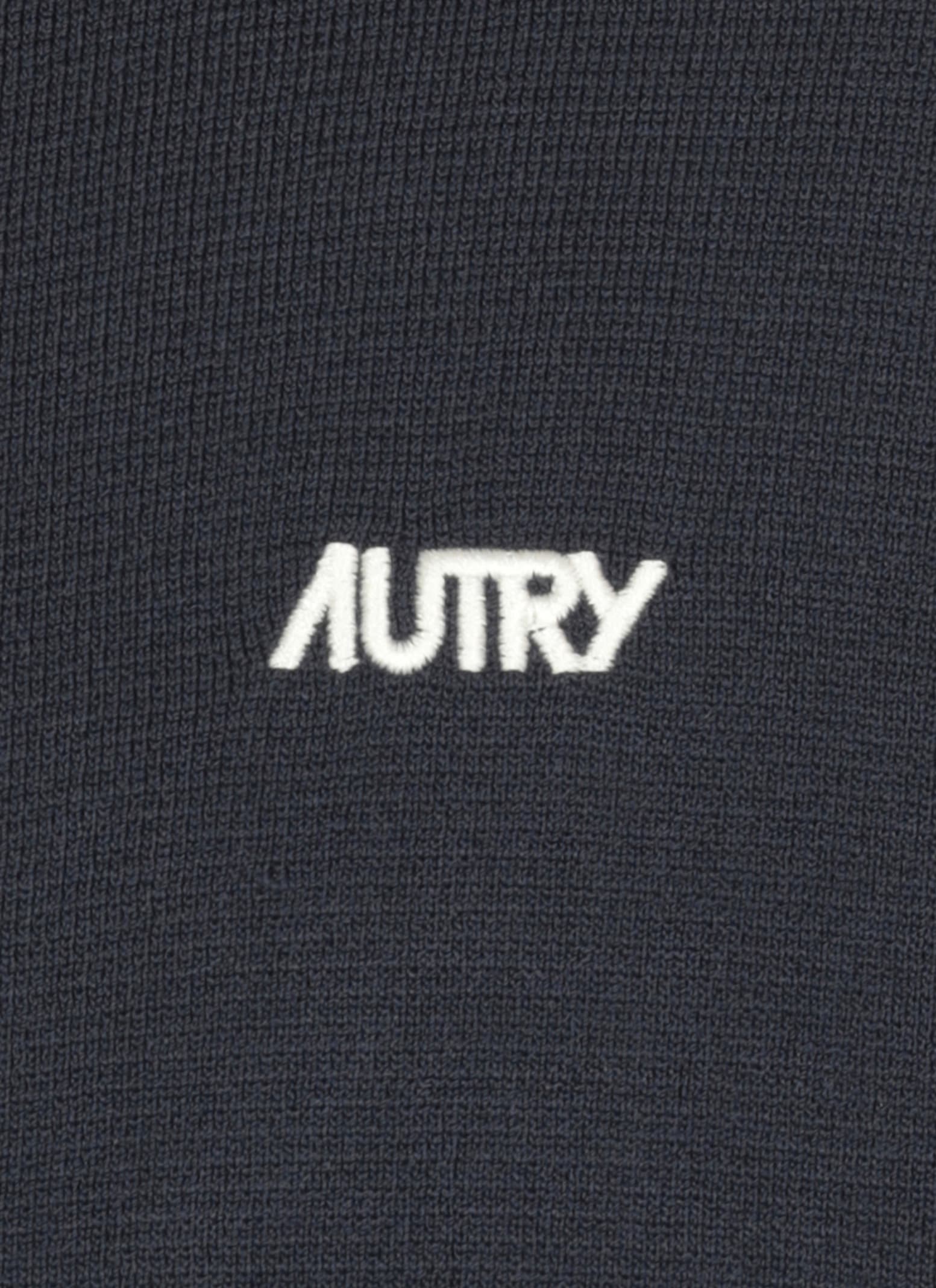 Autry Embroidered High Neck Jacket With Ribbed Cuffs In Black