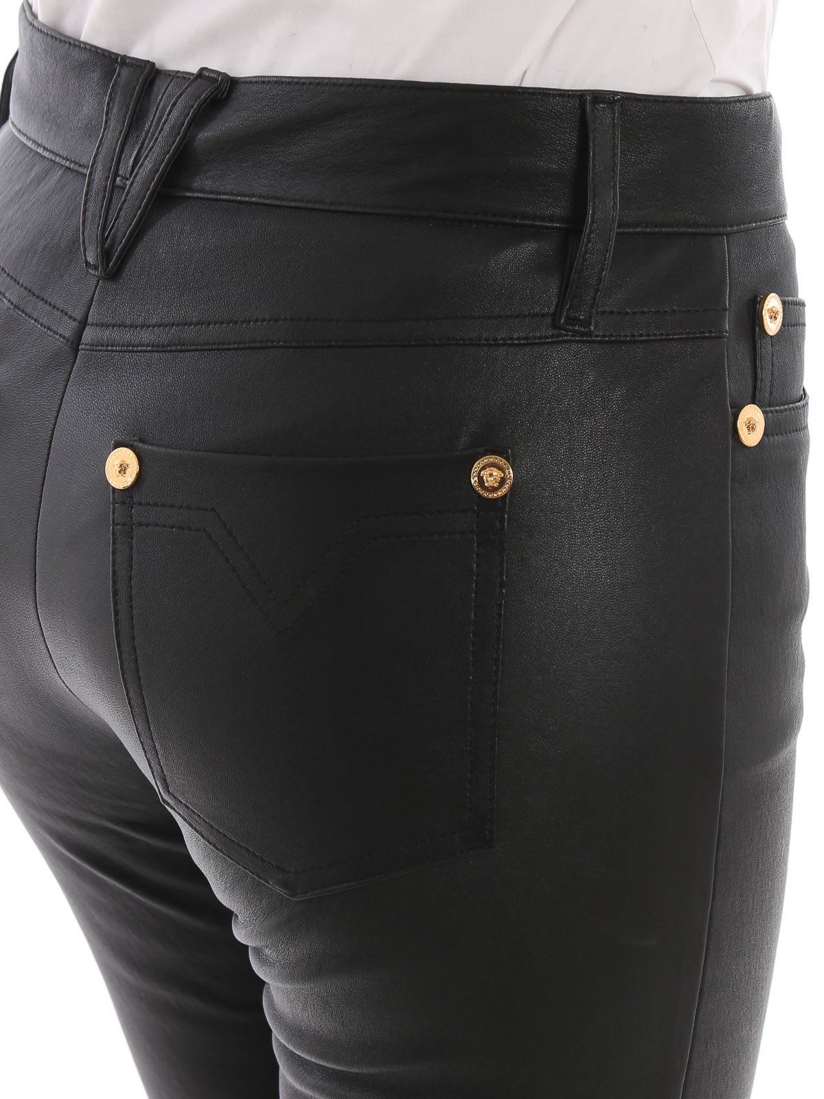 Versace Versace Leather Pants - Nero - 10997663 | italist