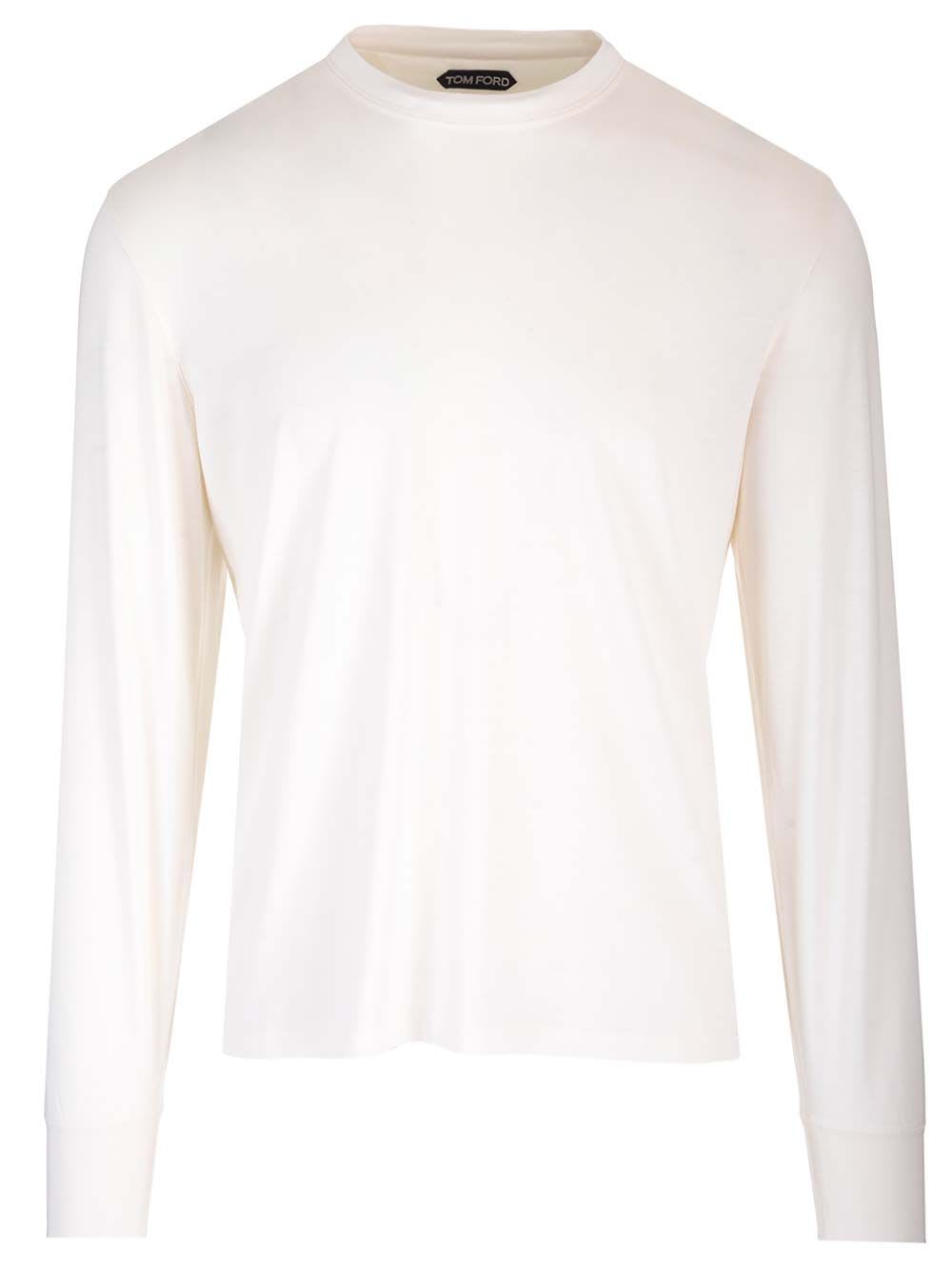 Shop Tom Ford Crew Neck T-shirt In White