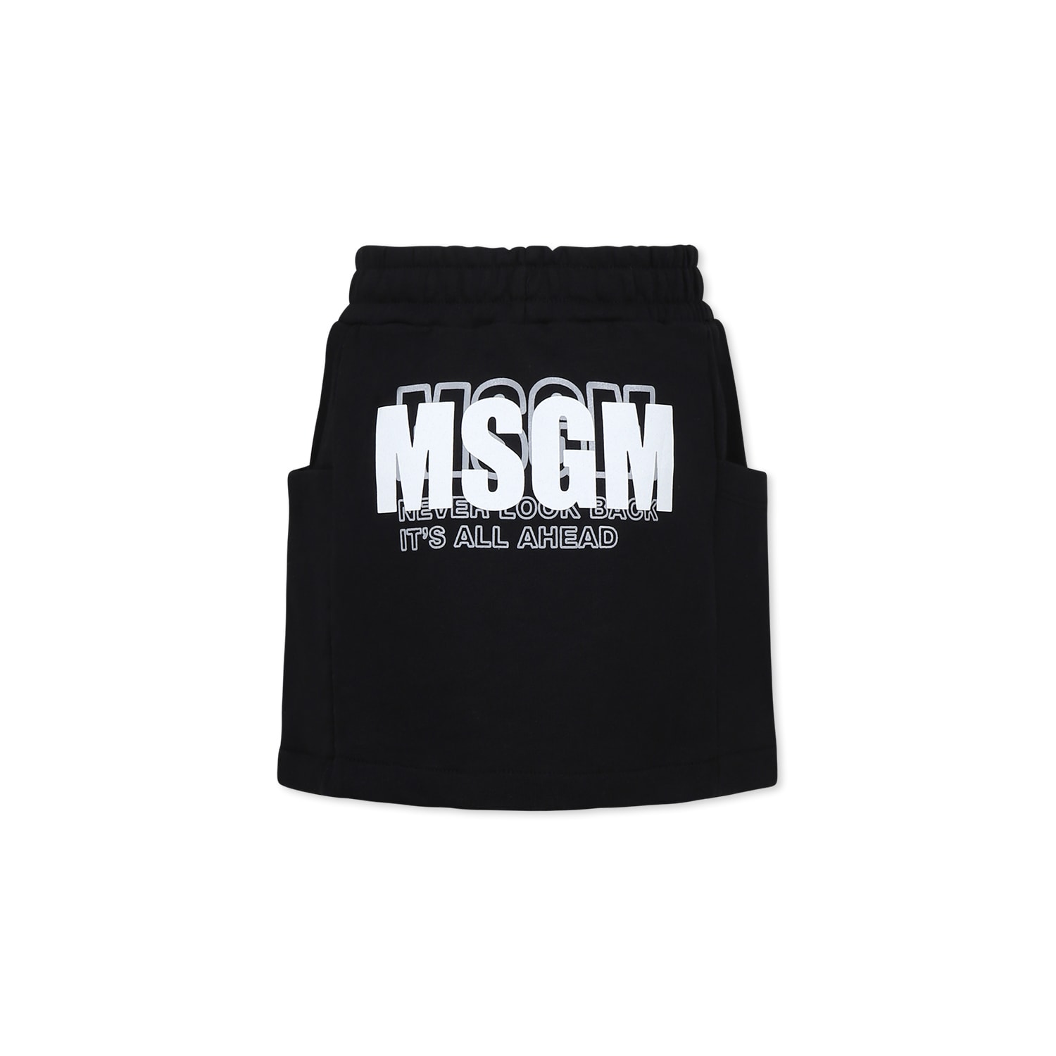 Msgm Black Skirt For Girl With Logo In Black