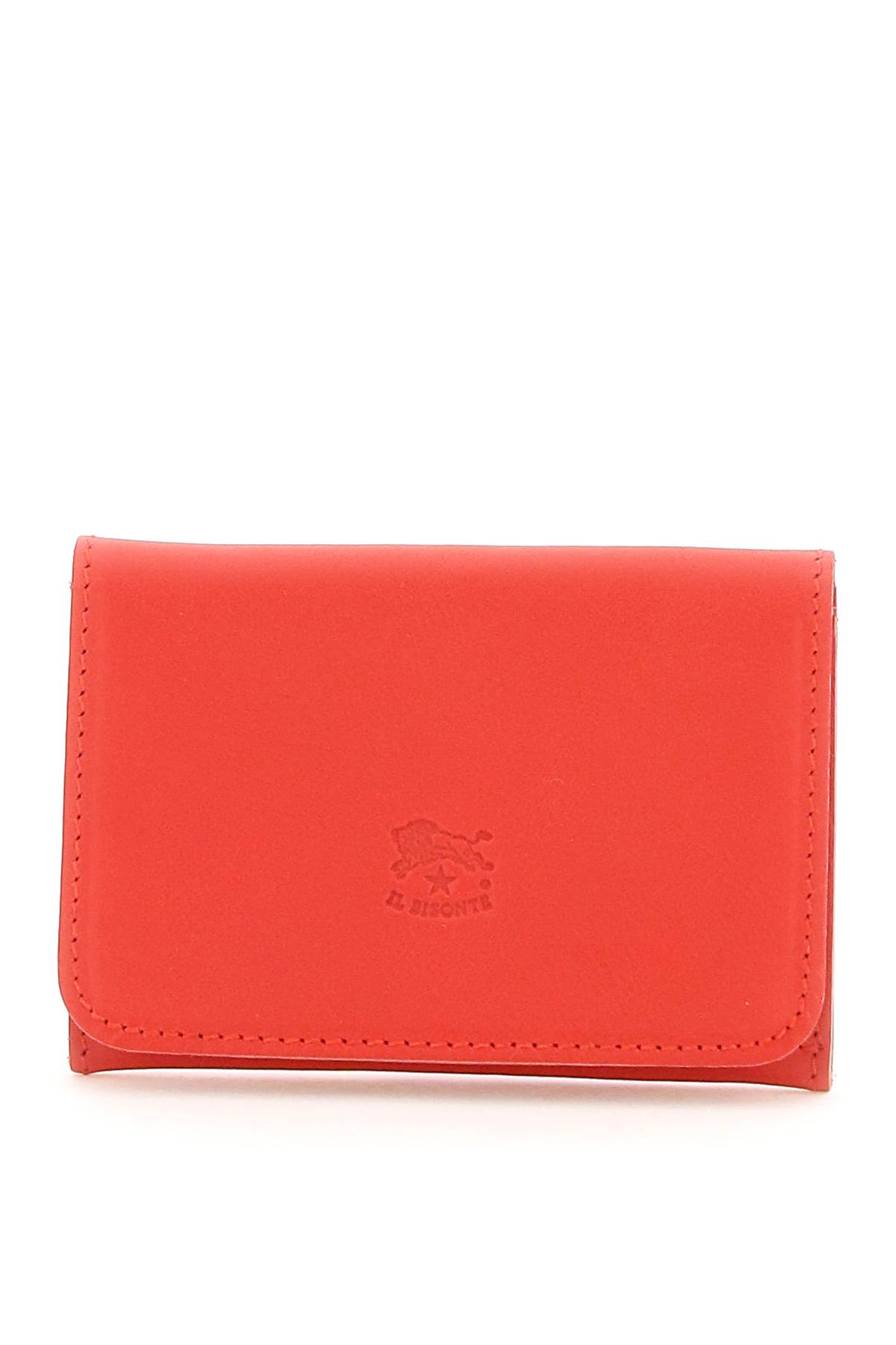 Il Bisonte Leather Cardholder In Castagno Rosa (red)