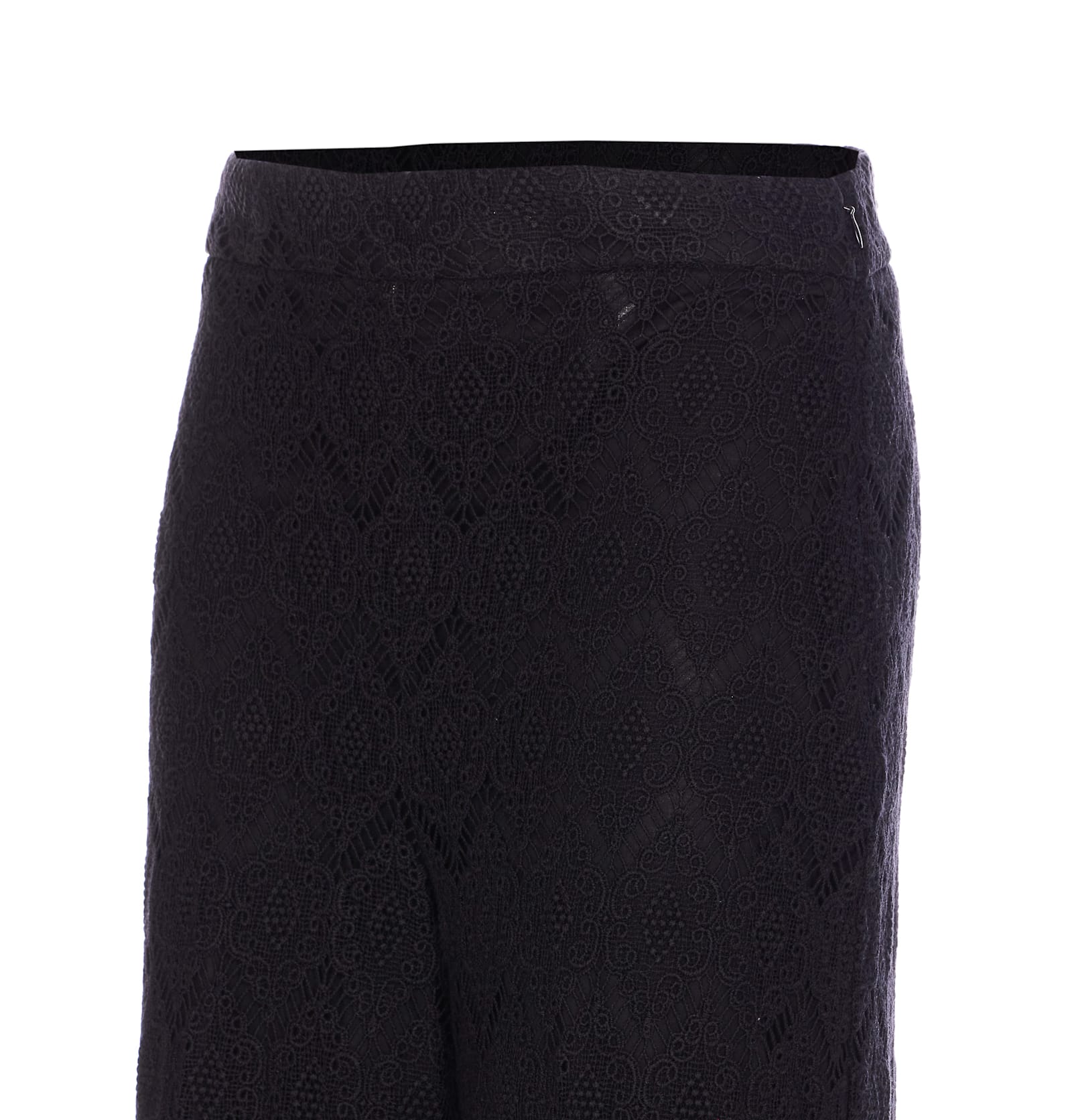 Shop Twinset Wide Leg Macrame Pants In Black