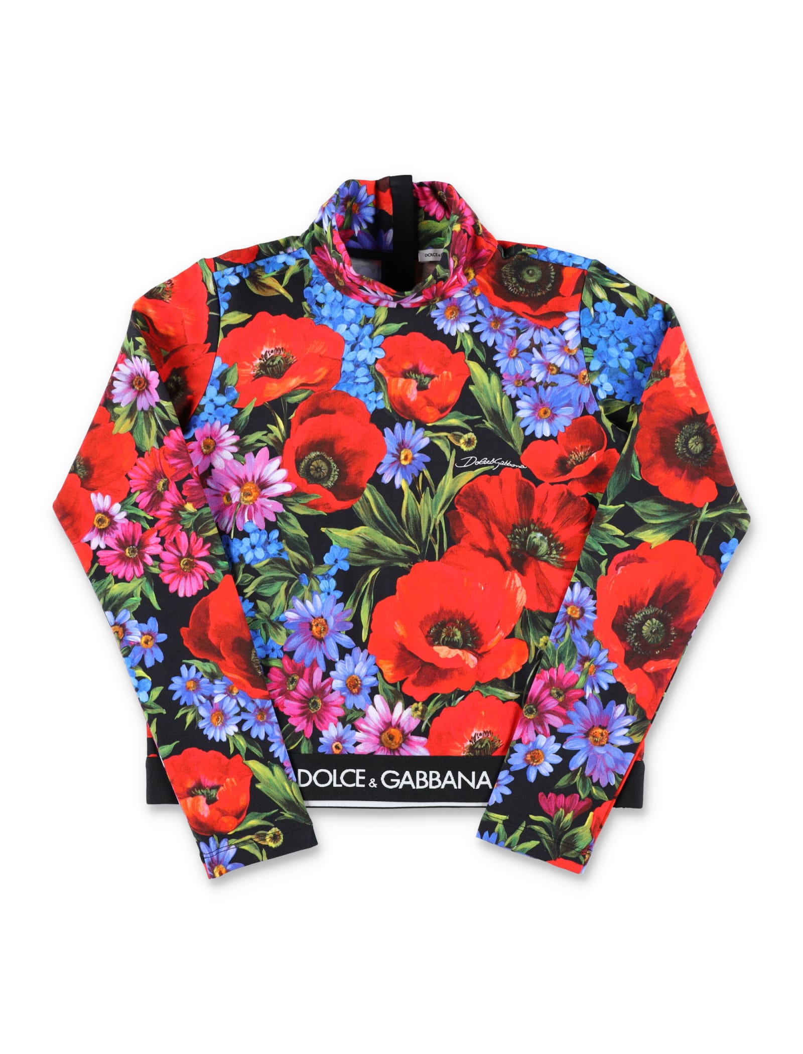 Dolce & Gabbana High Neck Floral Print T-shirt
