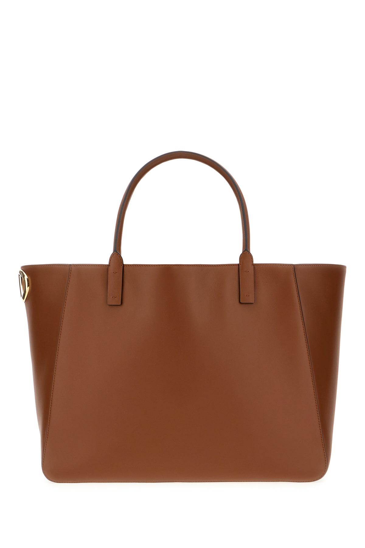 Shop Valentino Brown Leather Shopping Bag In Tobacco