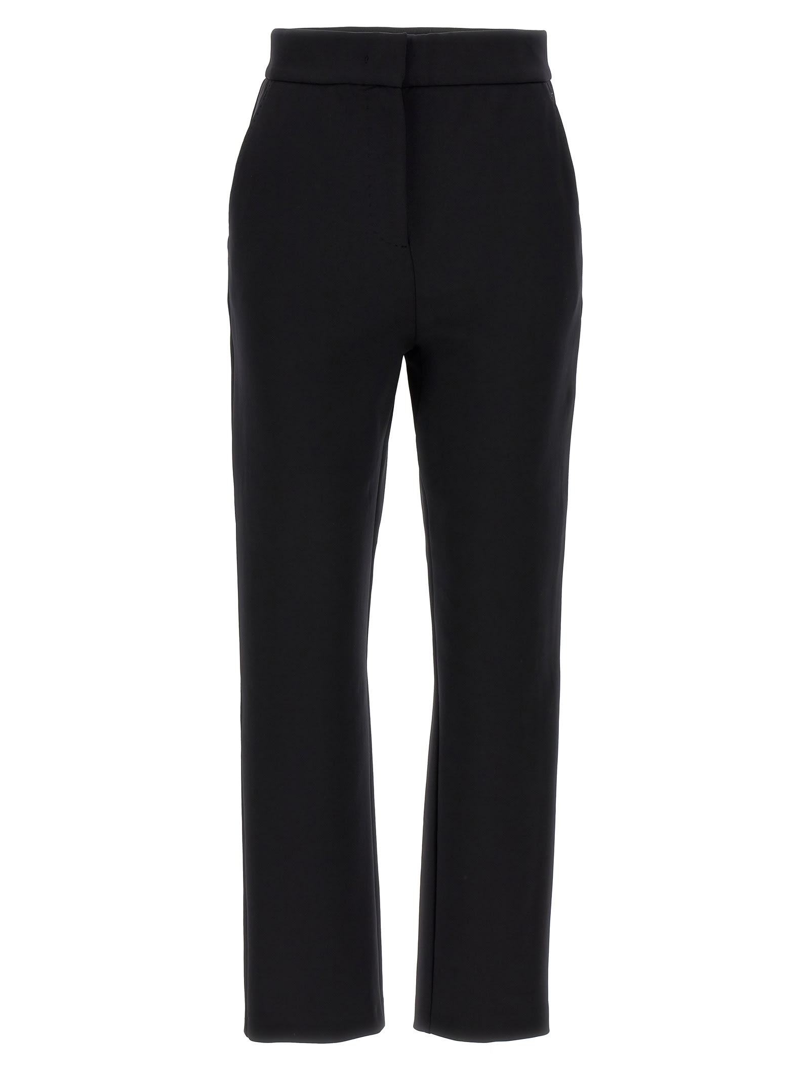 Max Mara Nepeta Stretch Virgin Wool Flare Leg Ankle Trousers In Black