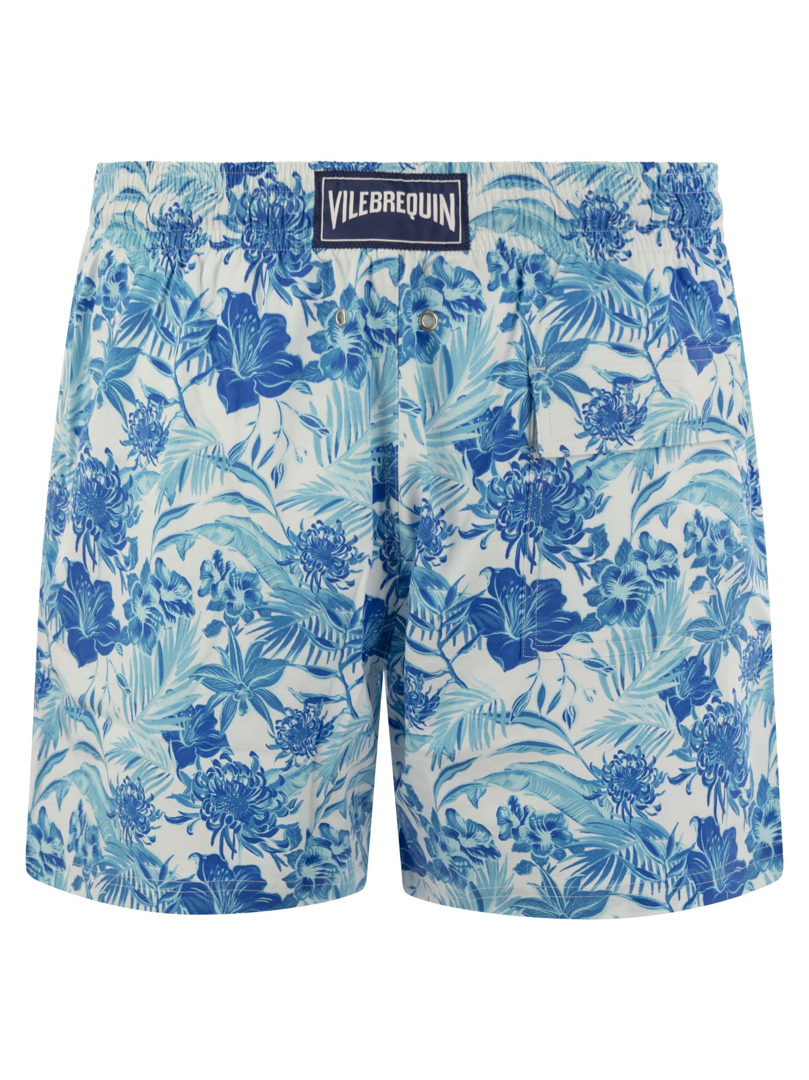Shop Vilebrequin Tahiti Flowers Beach Shorts In White/light Blue
