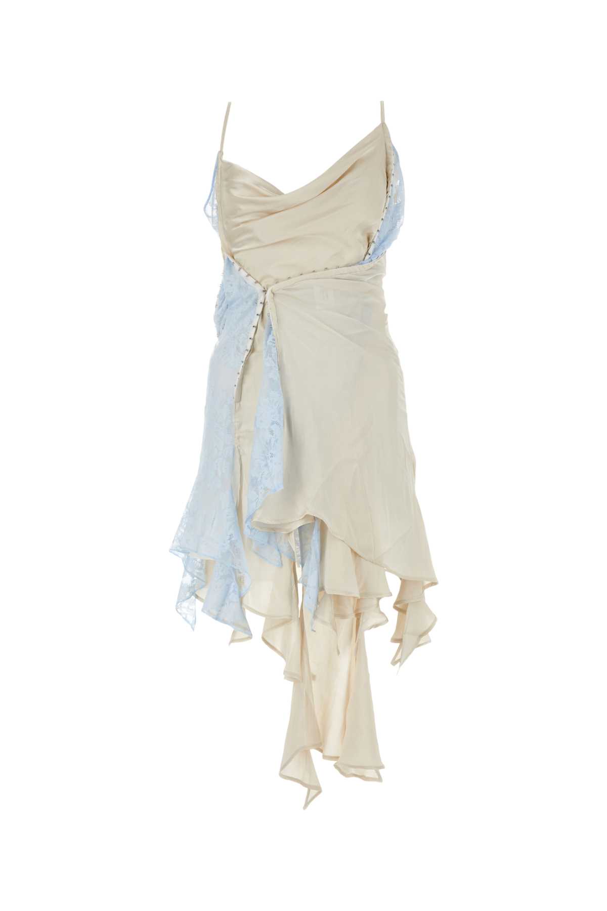 Shop Y/project Sand Satin Dress In Beige/blue