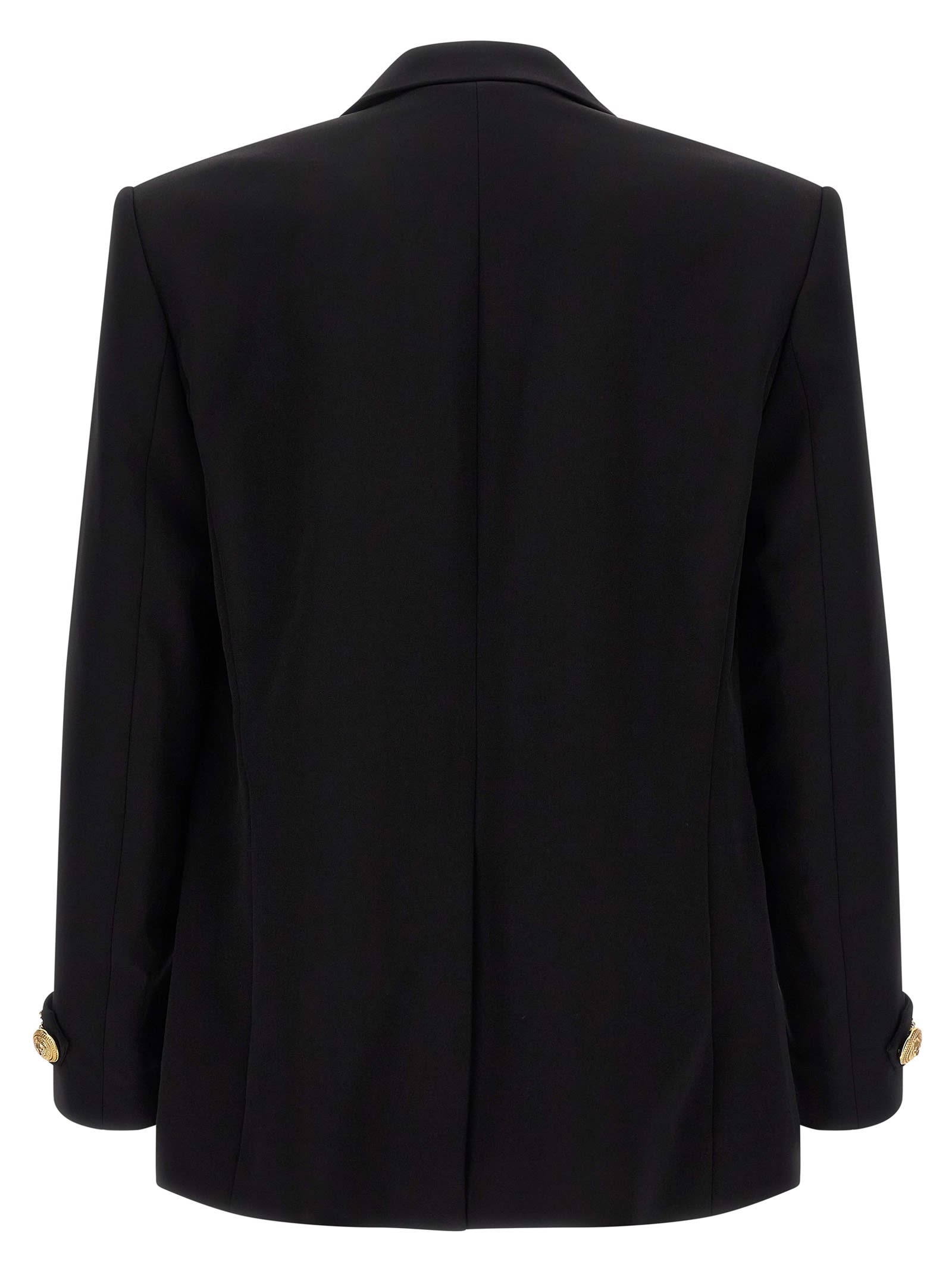 Balmain Blazer With Leaf Embroidery And Gold Buttons In Black