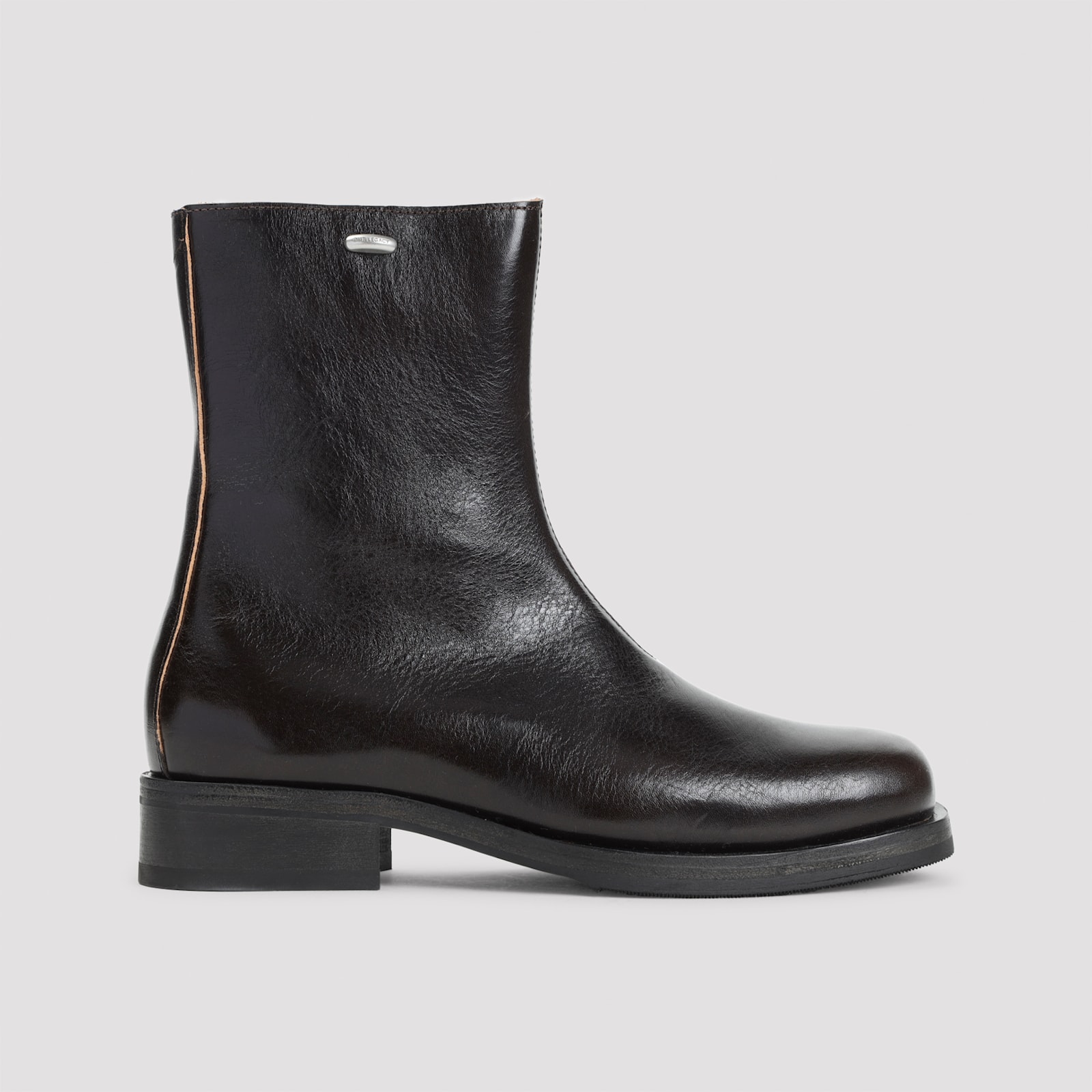 Our Legacy Block Heel Round Toe Smooth Finish Boots In Black