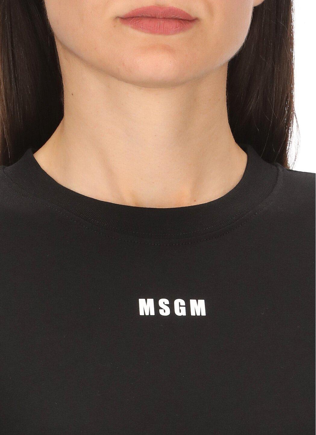 Shop Msgm Logo Printed Long-sleeved T-shirt In Black