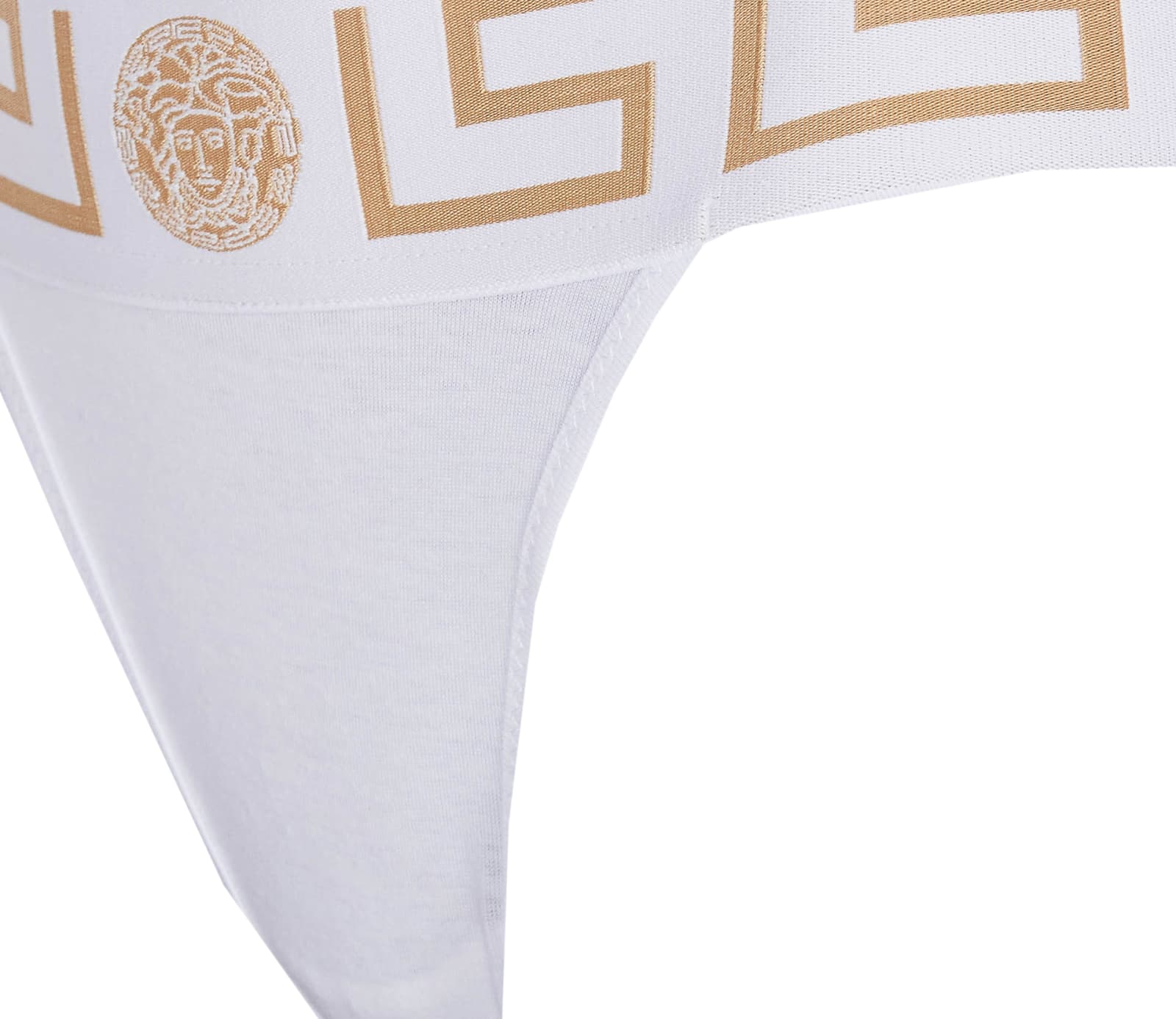 Shop Versace Greca Logo Briefs In White