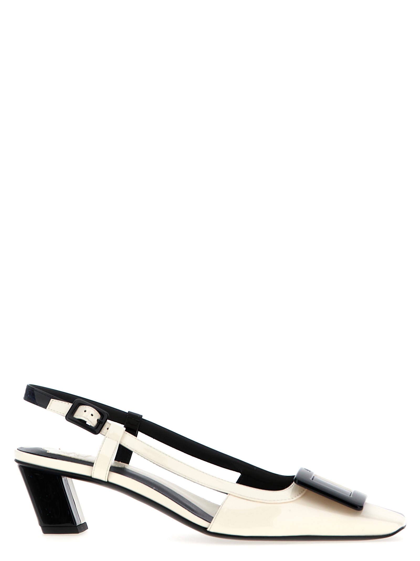 Shop Roger Vivier Belle Vivier Slingback In White/black