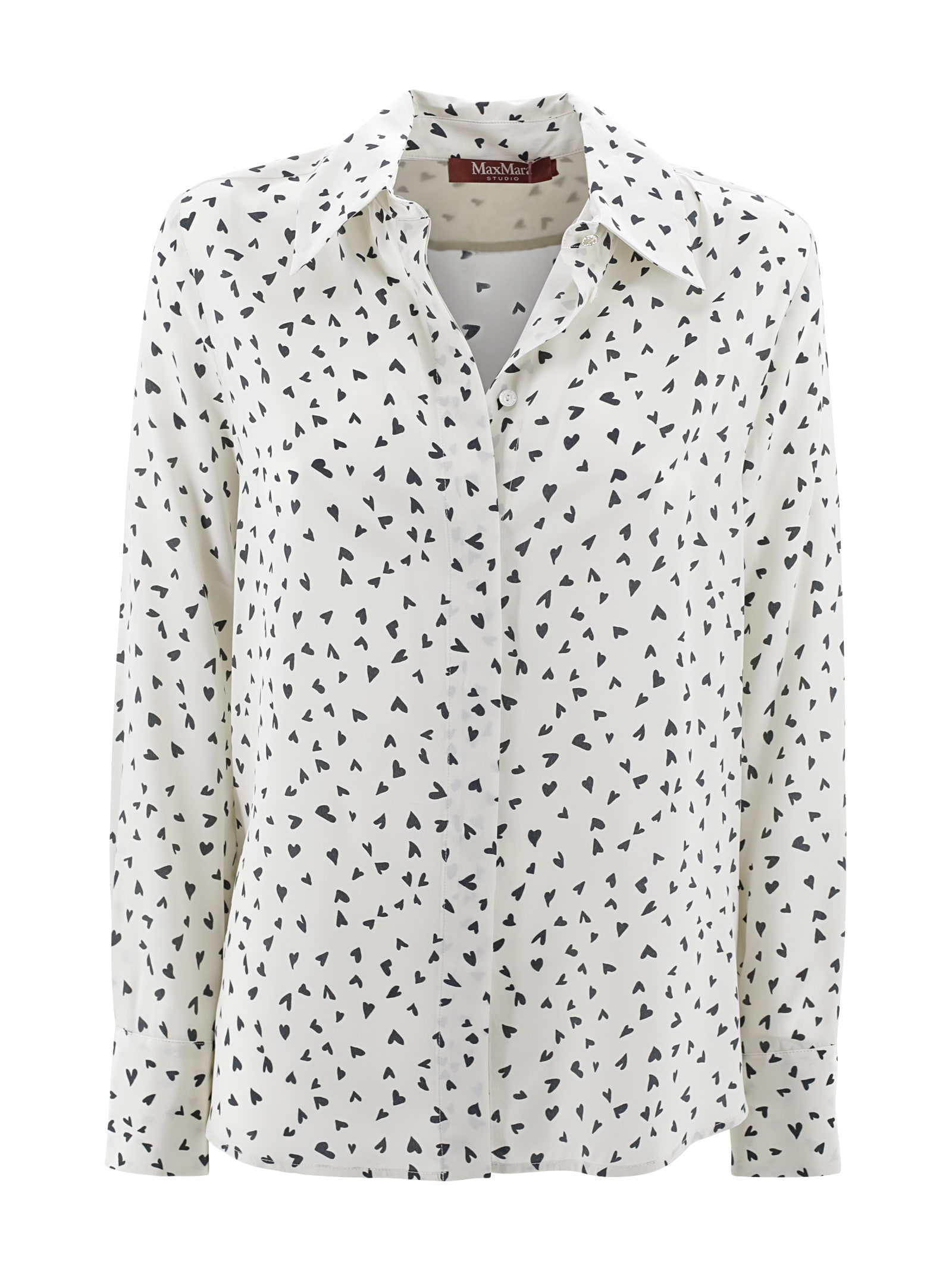 Shop Max Mara Printed Crepe De Chine Shirt In White