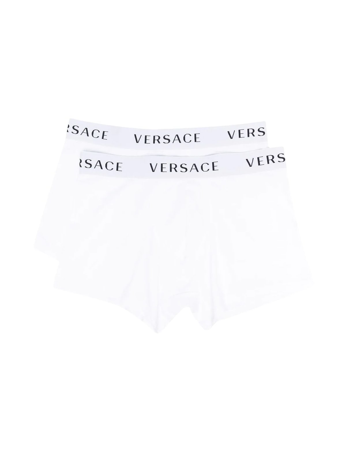 Versace Bi-pack Boxer In Essential Bi-stretch Cotton In Z White White