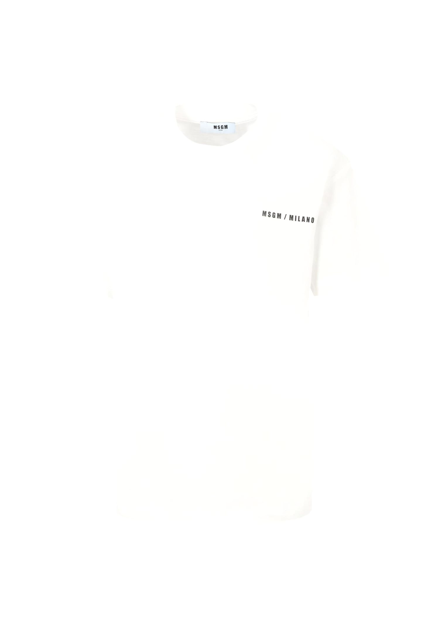 Msgm White T-shirt For Kids With Logo In White