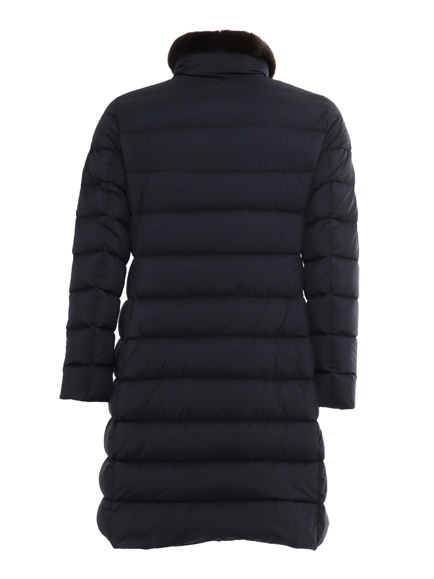 Moorer Double Breasted Long Down Jacket Longan In Black