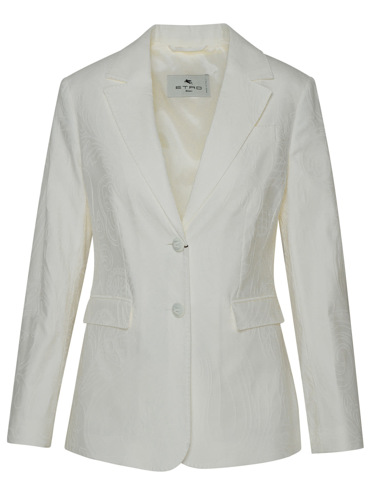 Shop Etro Ivory Cotton Blend Blazer Jacket In Bianco