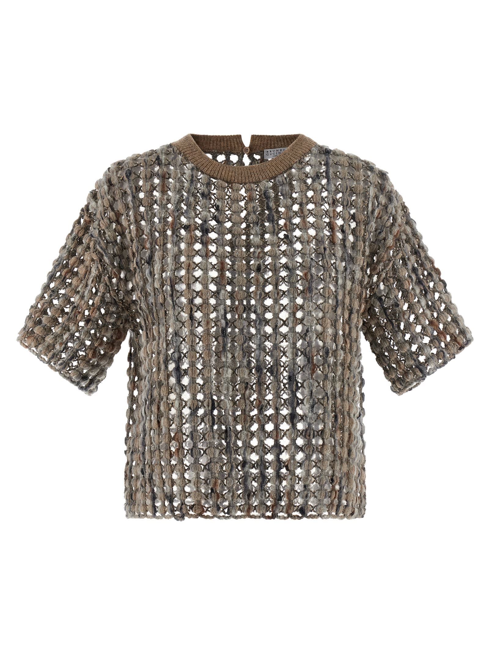 Brunello Cucinelli Sparkling Short Sleeve Knitwear In Multi