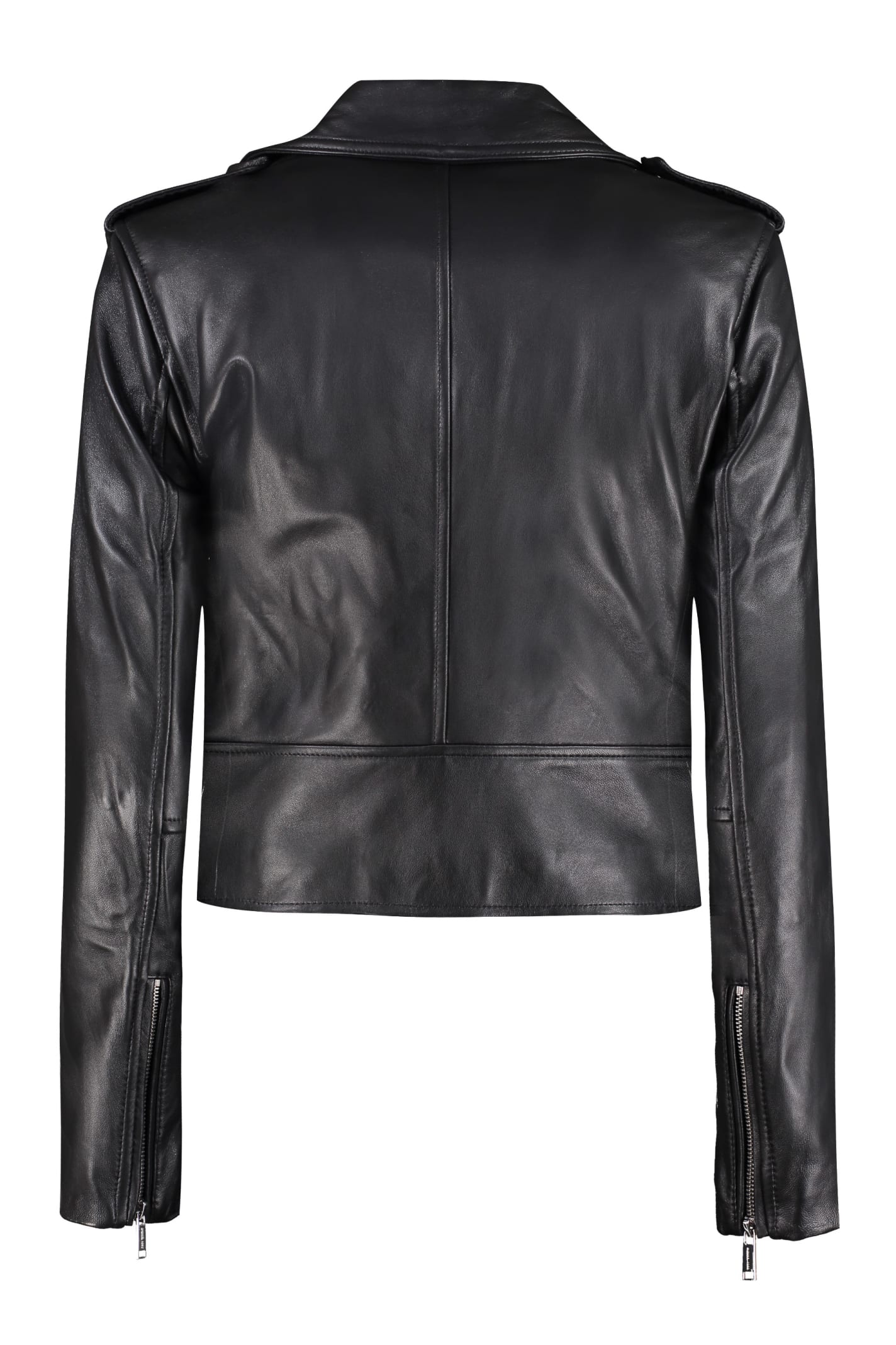 Shop Michael Michael Kors Lambskin Jacket In Black