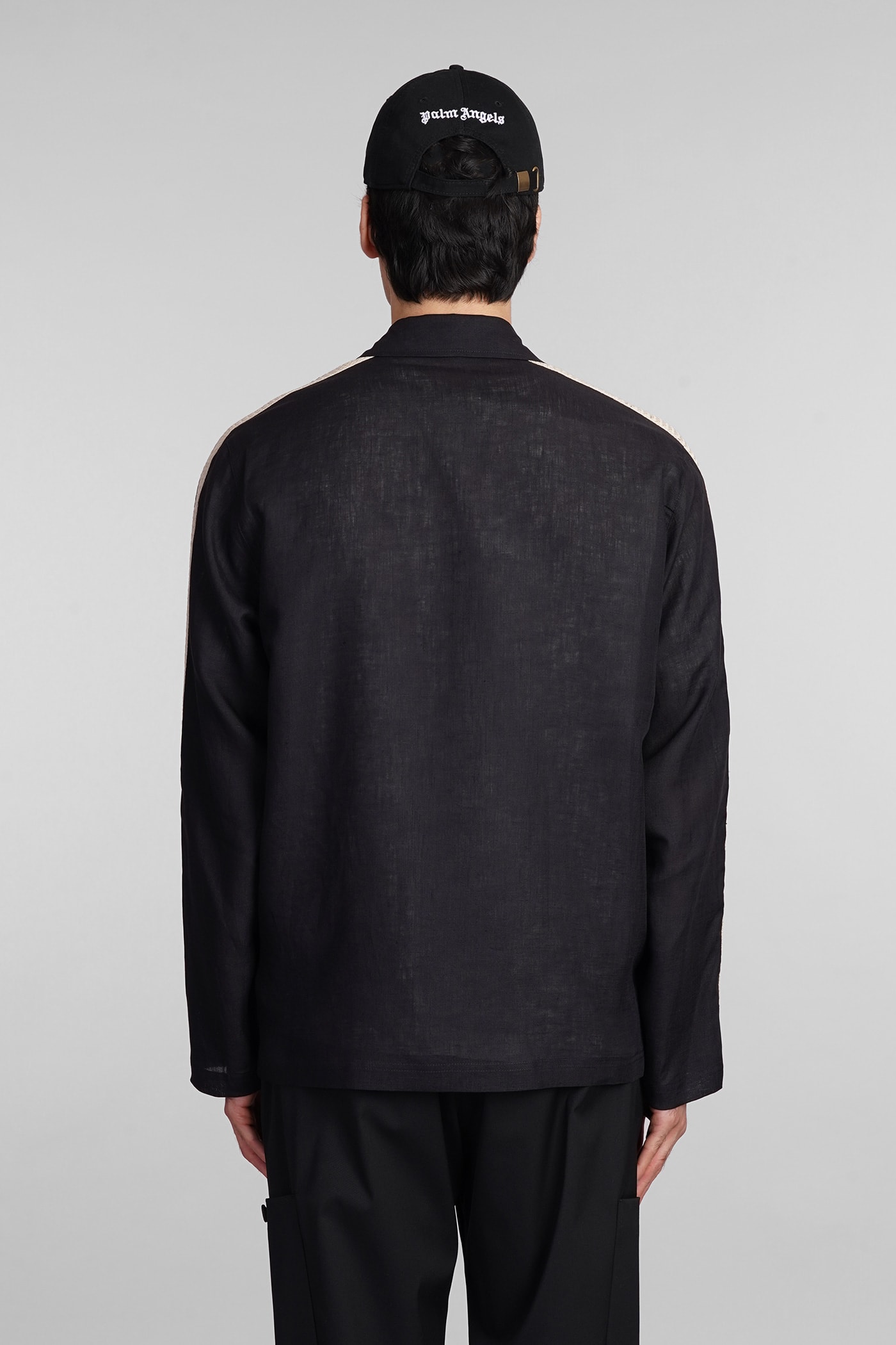 Shop Palm Angels Shirt In Black Linen