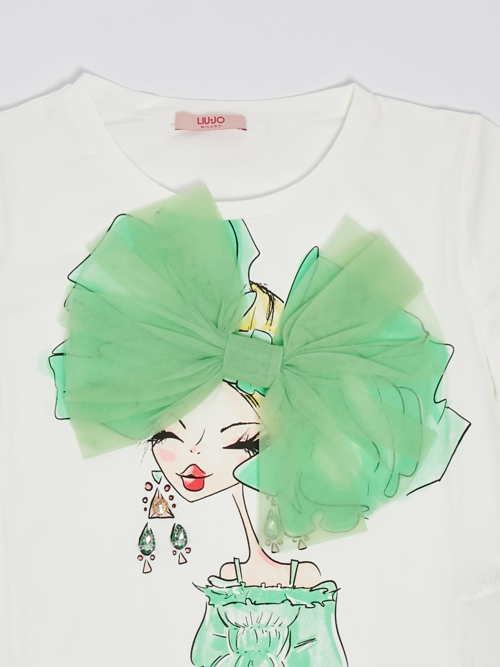 Shop Liu •jo T-shirt T-shirt In Bianco-verde