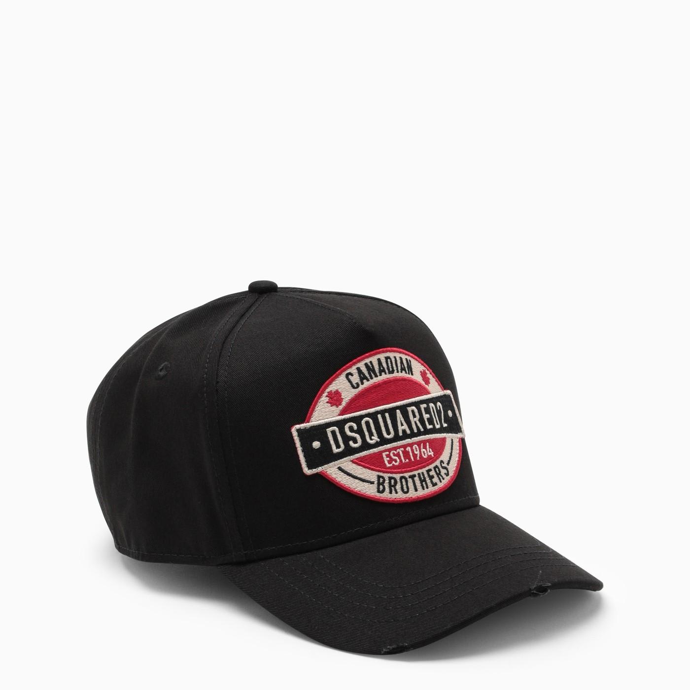 Shop Dsquared2 Black Baseball Cap With Logo Patch