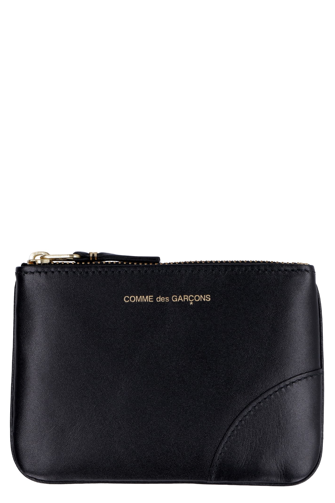 Comme Des Garçons Small Leather Flat Pouch In Black