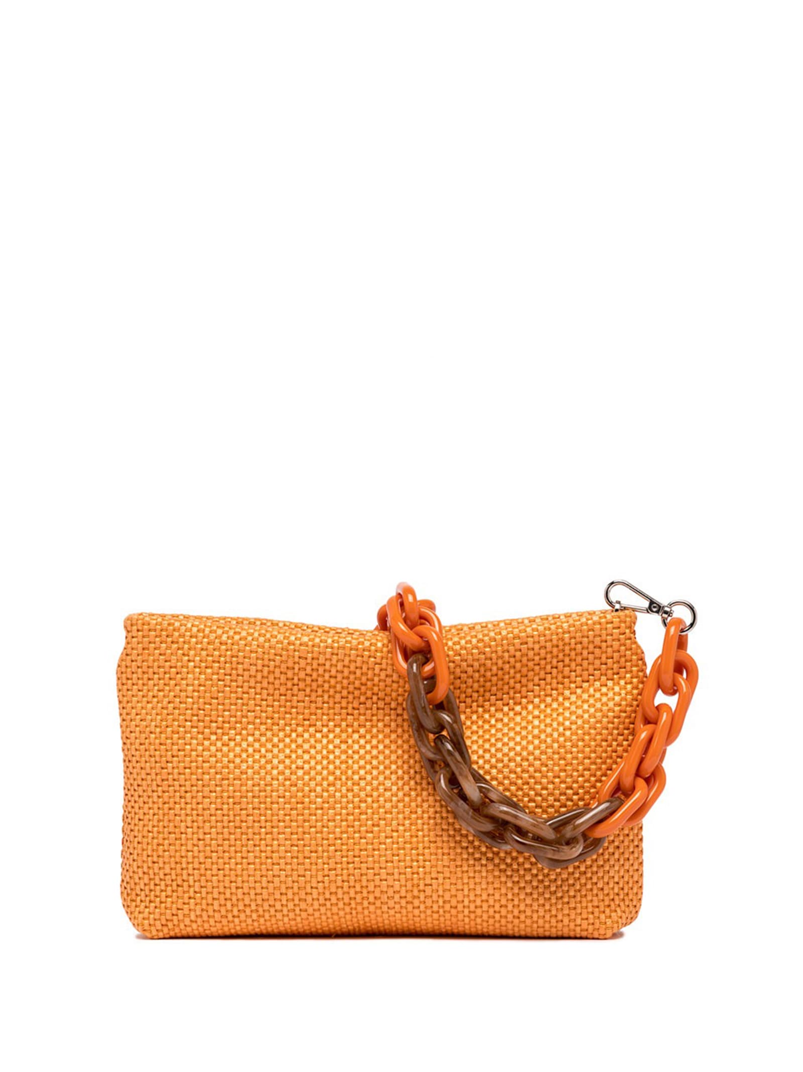 Brenda Orange Clutch Bag With Resin Chain