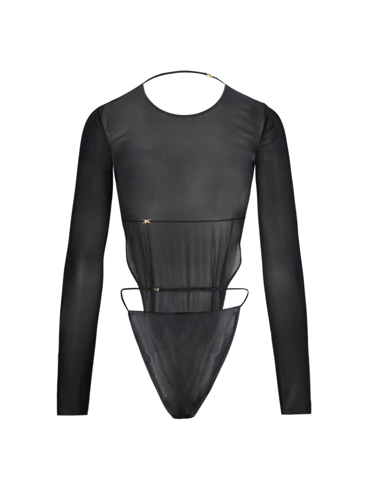 Shop Saint Laurent Semi-transparent Bodysuit In Black