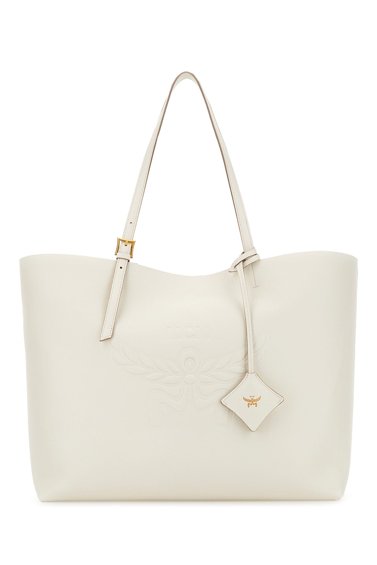 Shop Mcm White Leather Large Himmel Shopping Bag In Wg