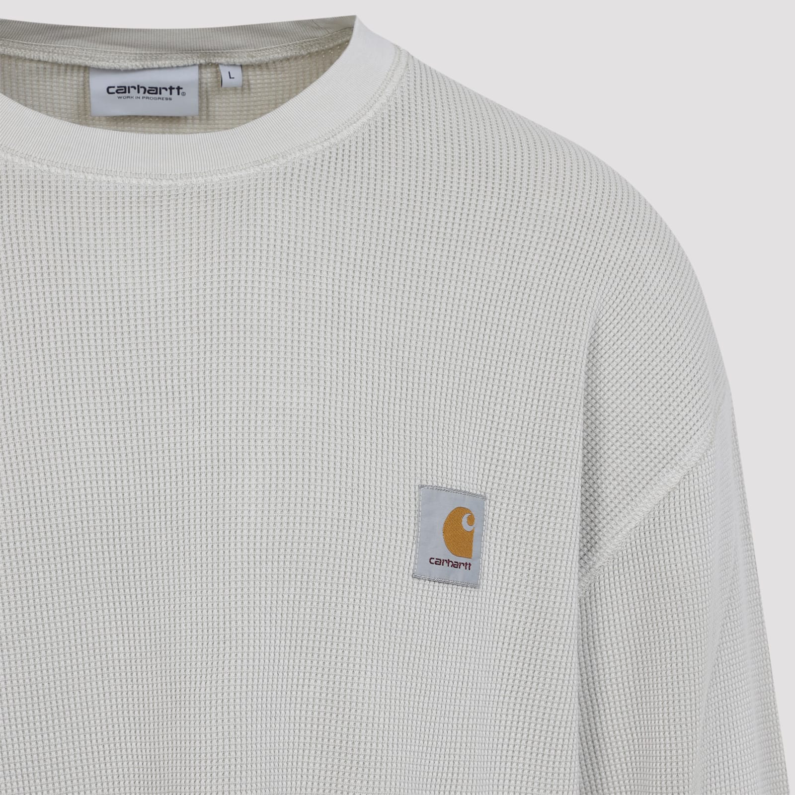 Carhartt Wip Fleur De Sel White Cotton Long Sleeves Vista T-shirt In White