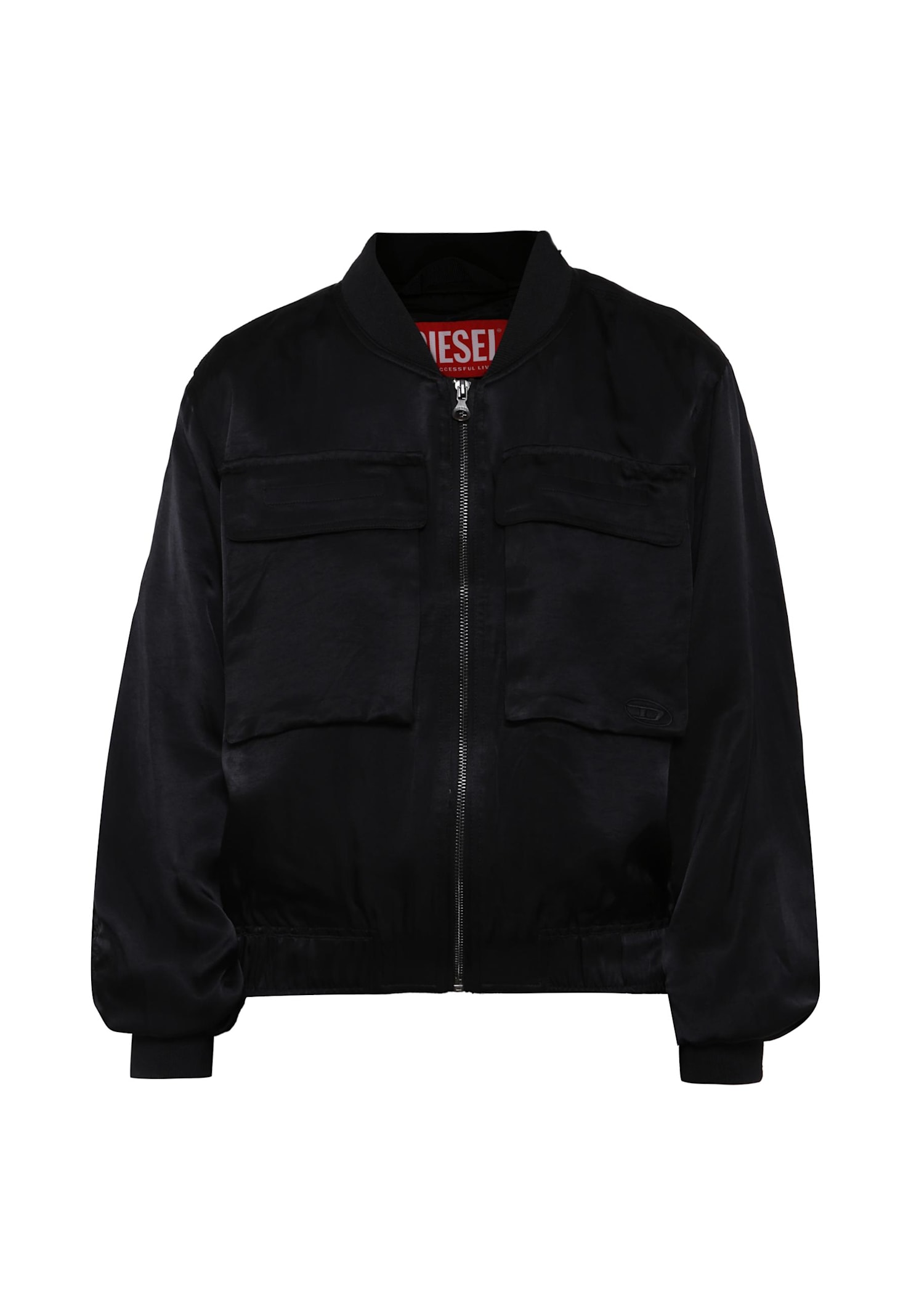 Diesel Black Bomber Jacket For Boy With Logo In Blue