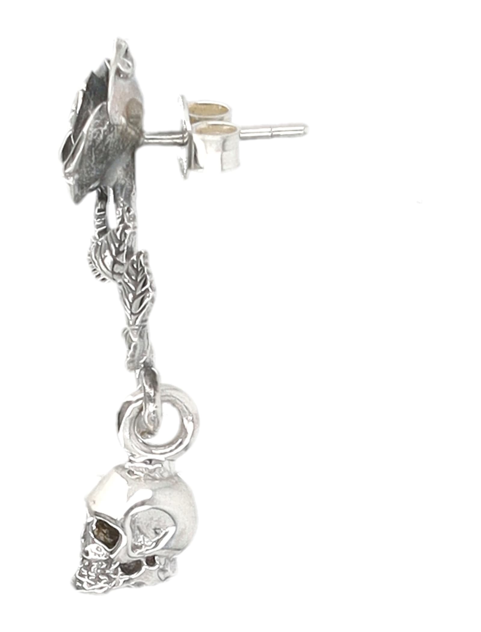 Emanuele Bicocchi Rose And Skull Earring In Silver