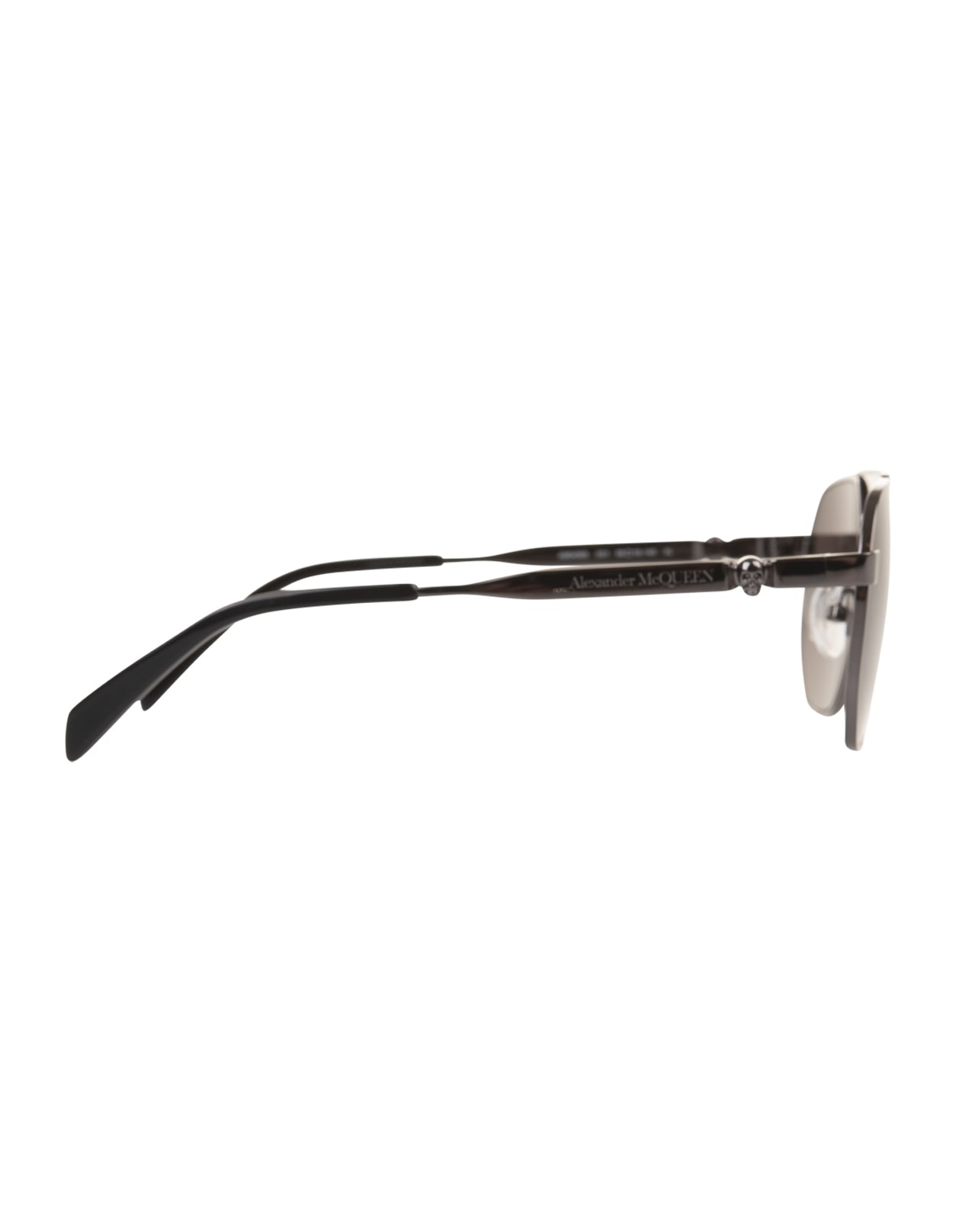 Shop Alexander Mcqueen Caravan Floating Skull Sunglasses In Ruthenium Metal In Black