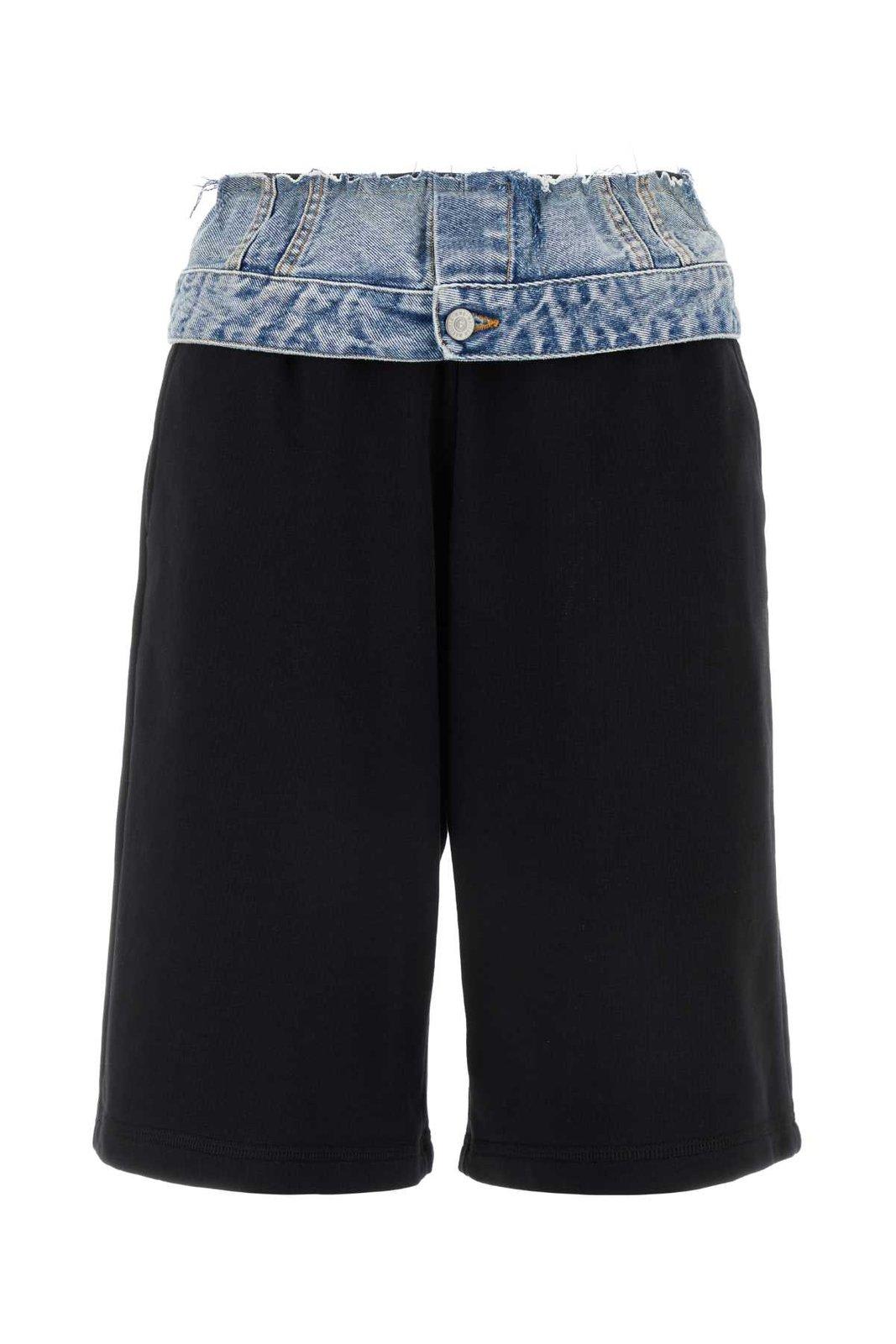 Shop Mm6 Maison Margiela Denim-waist Bermuda Shorts In Black/blue