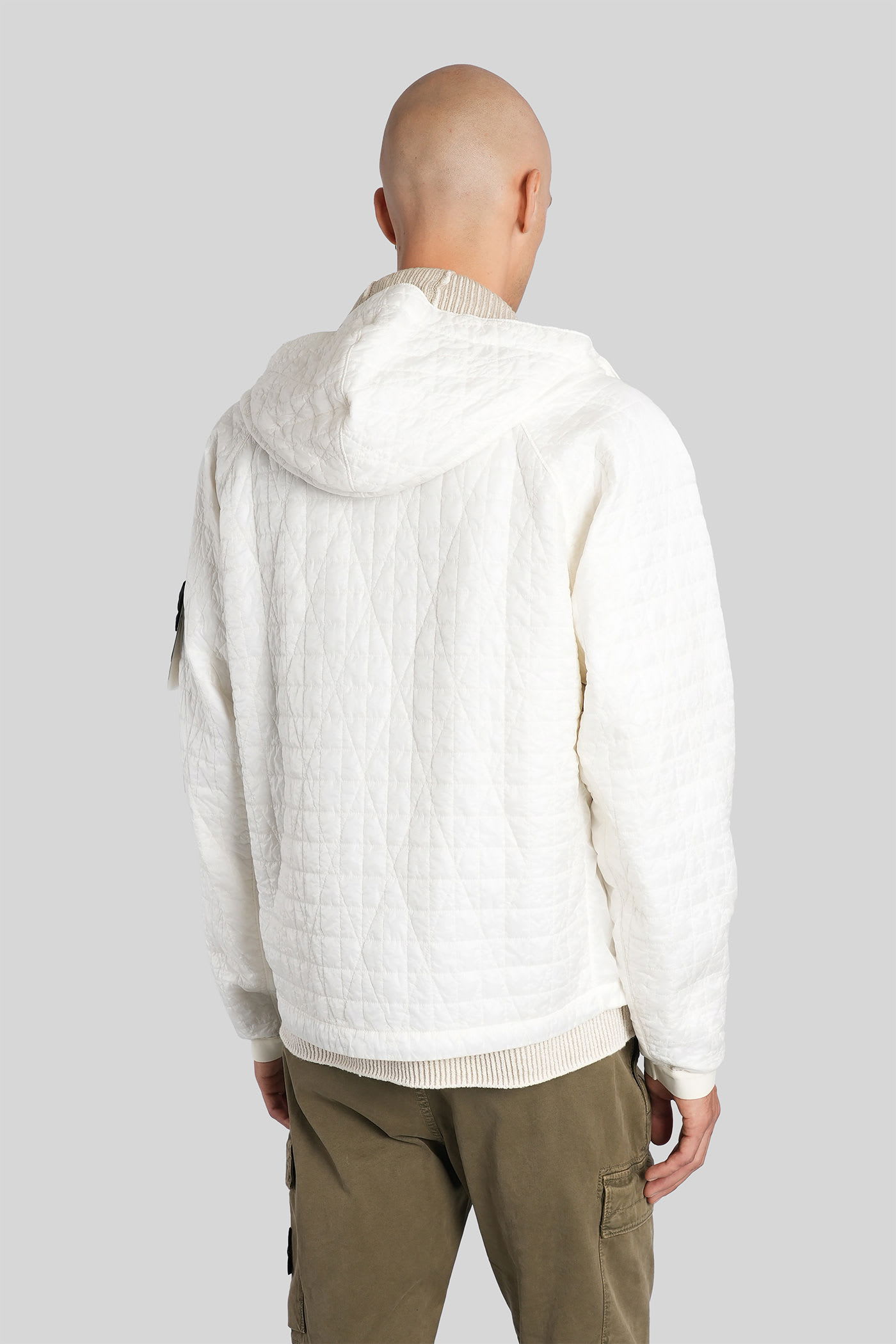 Stone Island Off-white 4100023 Crinkled Reps Ny Quilted-tc Jacket In Neutral