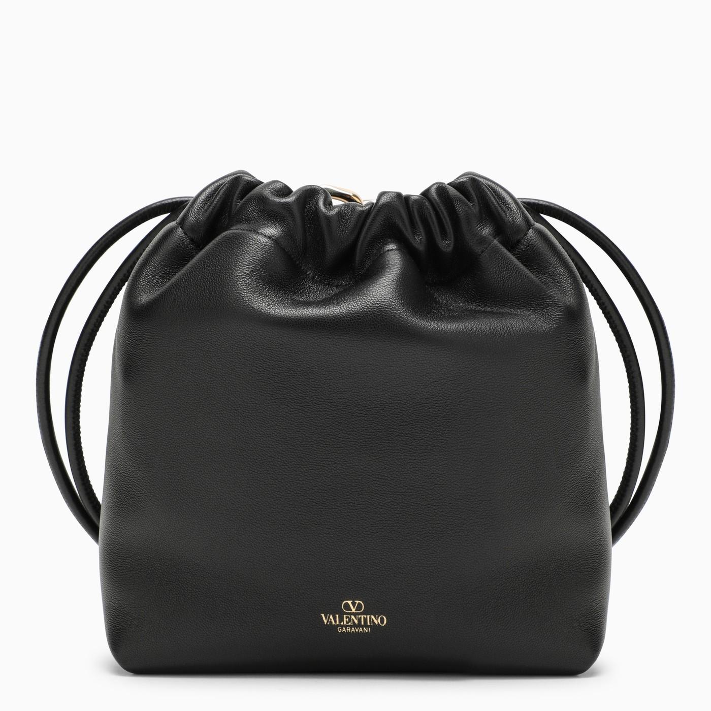 Shop Valentino Vlogo Pouf Black Mini Bucket Bag