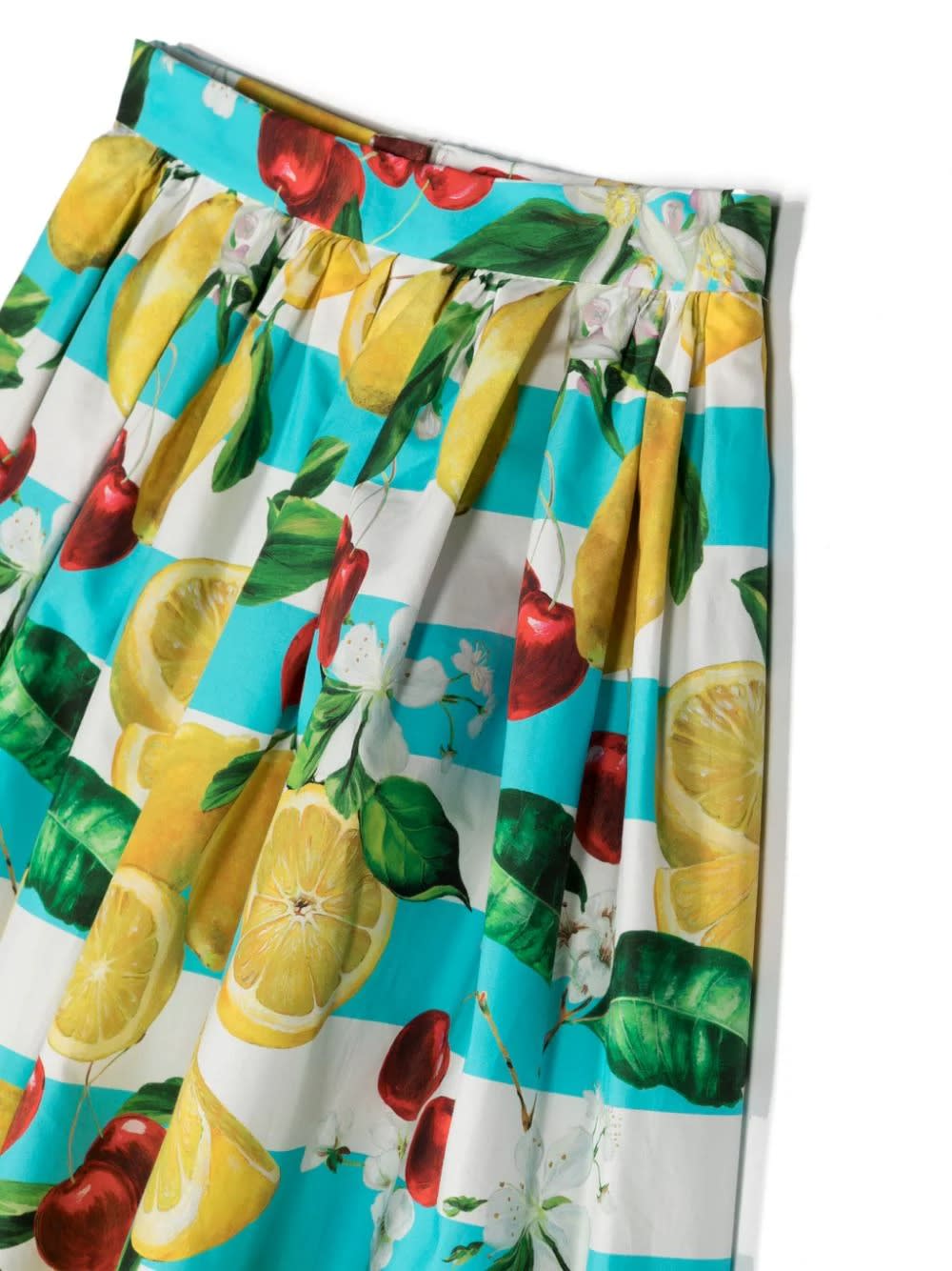 Shop Dolce & Gabbana Pleated Skirt With Lemon And Cherry Print In Multicolour