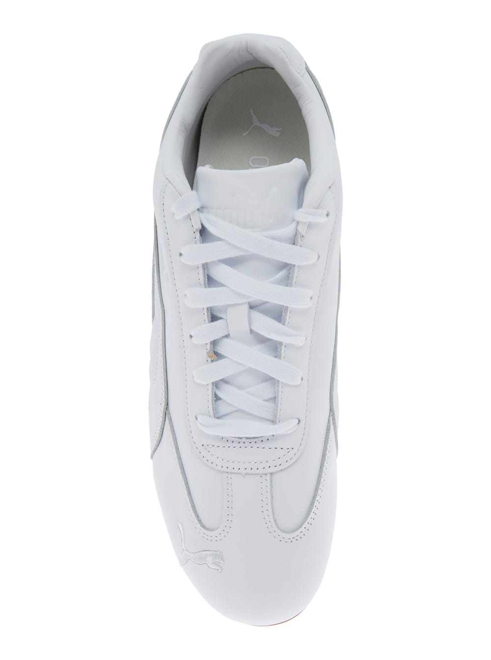 Puma Speedcat White Low Top Sneakers With Embossed Logo On The Tongue And Contrasting Sole In Leather Uni In White
