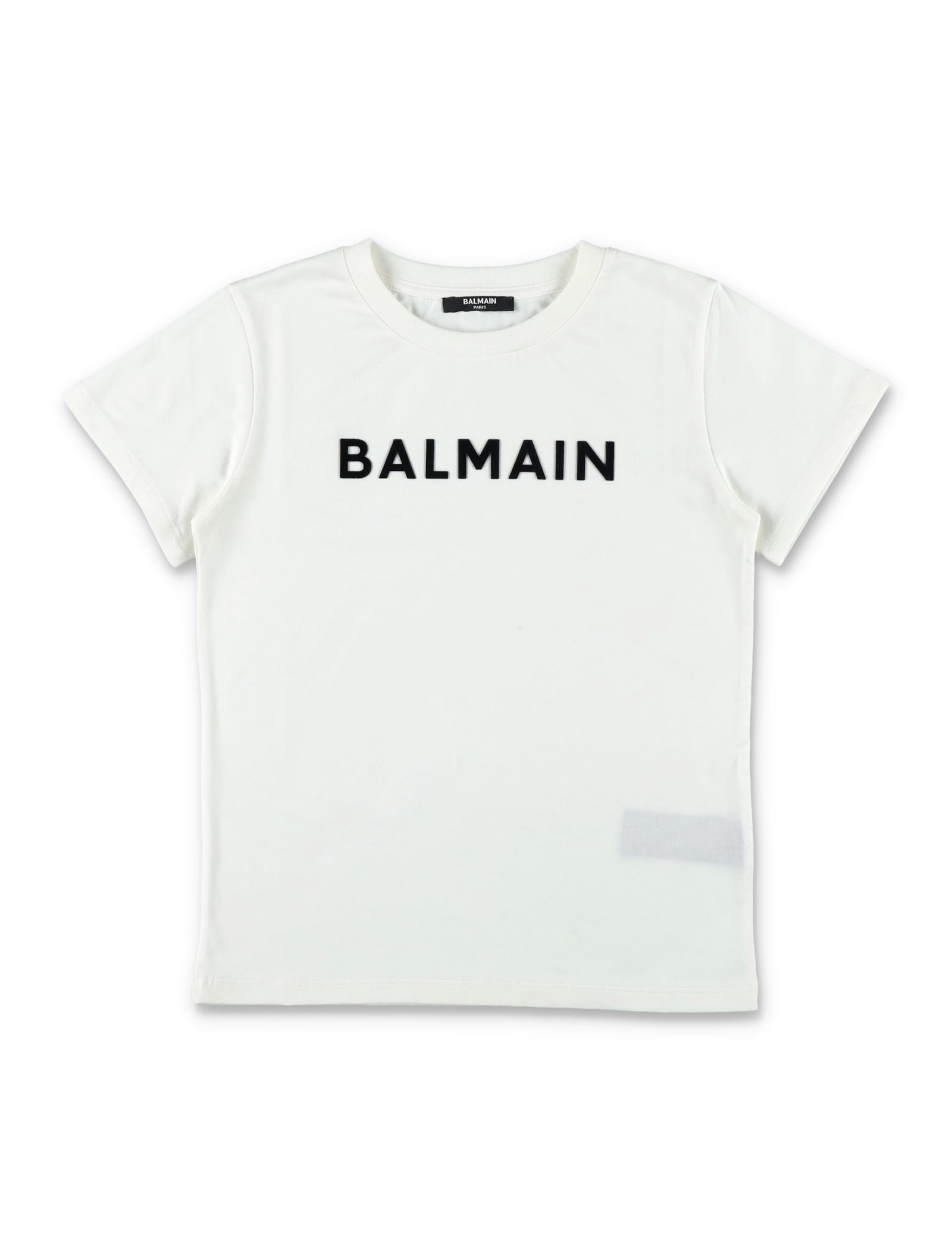 Balmain Kids' Logo T-shirt In Ivory/black