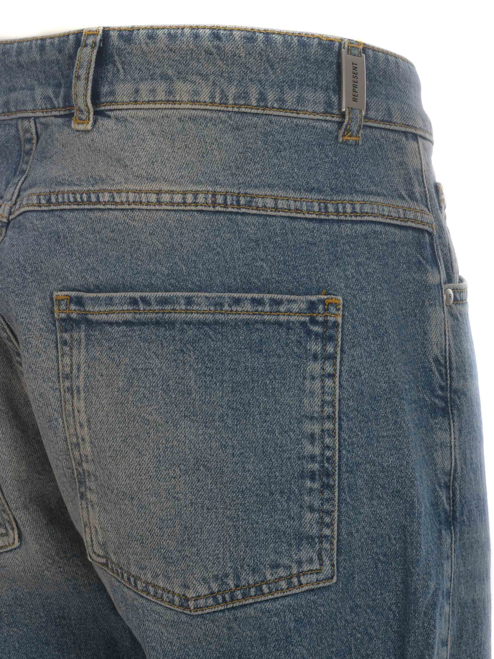 Shop Represent Jeans  Baggy In Denim Stretch In Denim Chiaro