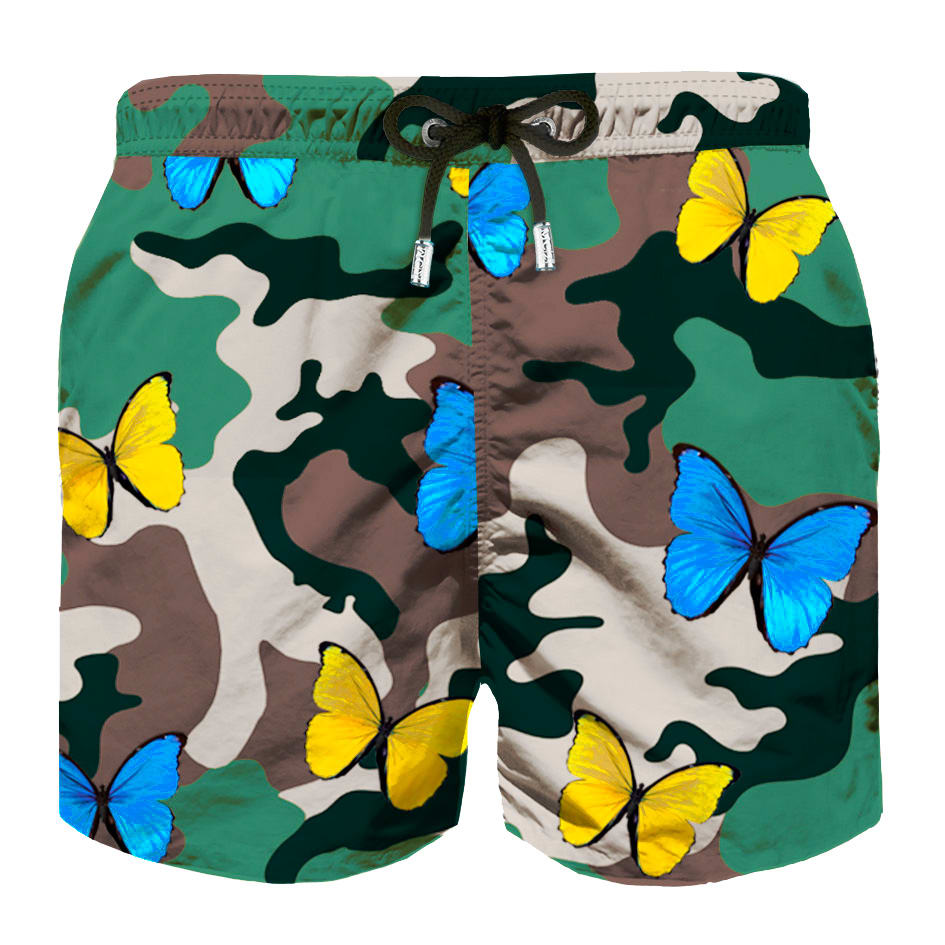 MC2 Saint Barth Camo Butterflies All Over Print Boys Light Swimshorts