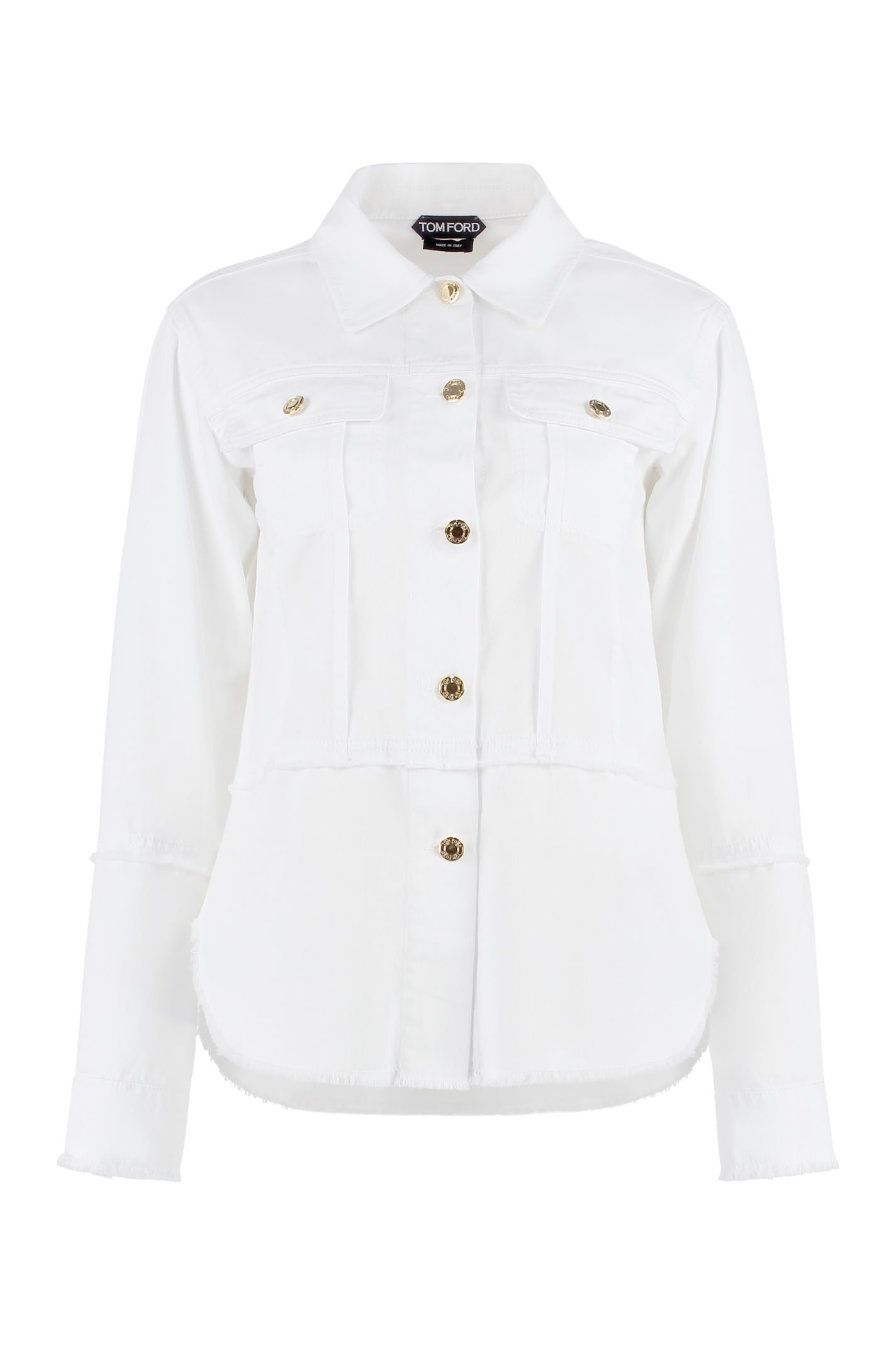 Tom Ford Long-sleeved Denim Shirt In White