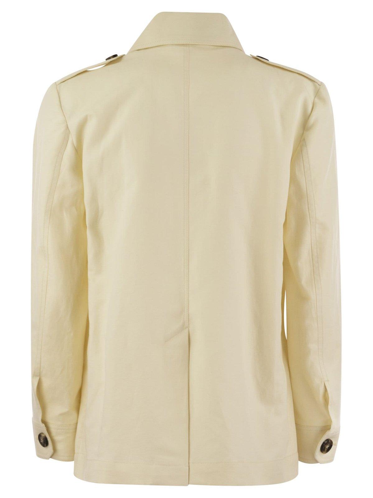Shop Weekend Max Mara Buttoned Long-sleeved Jacket In Crema