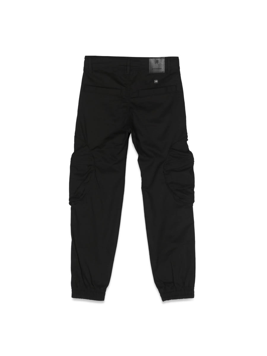 Givenchy Kids Logo Lettering Gabardine Trousers In Black