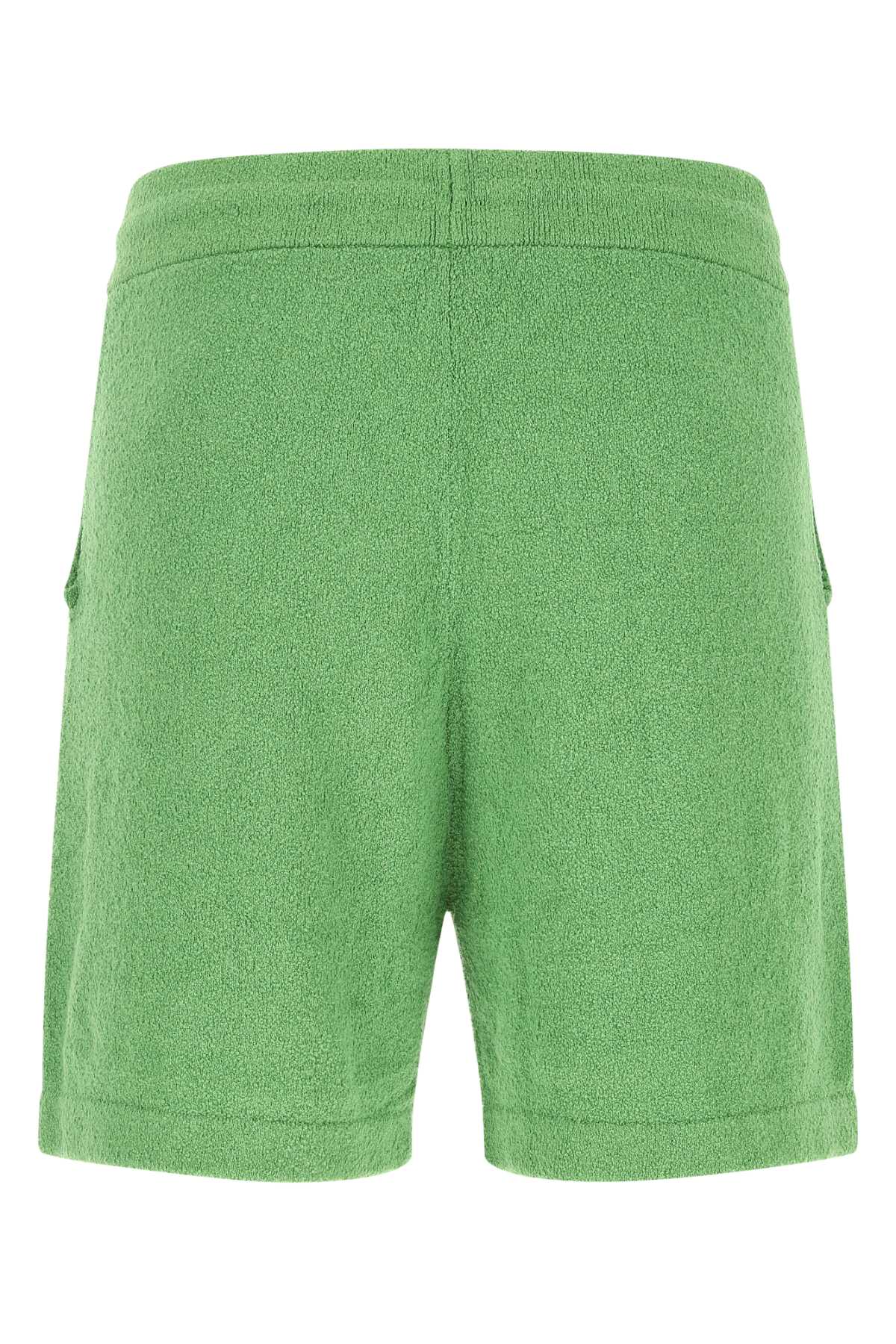 Shop Nanushka Green Stretch Terry Fabric Bermuda Shorts