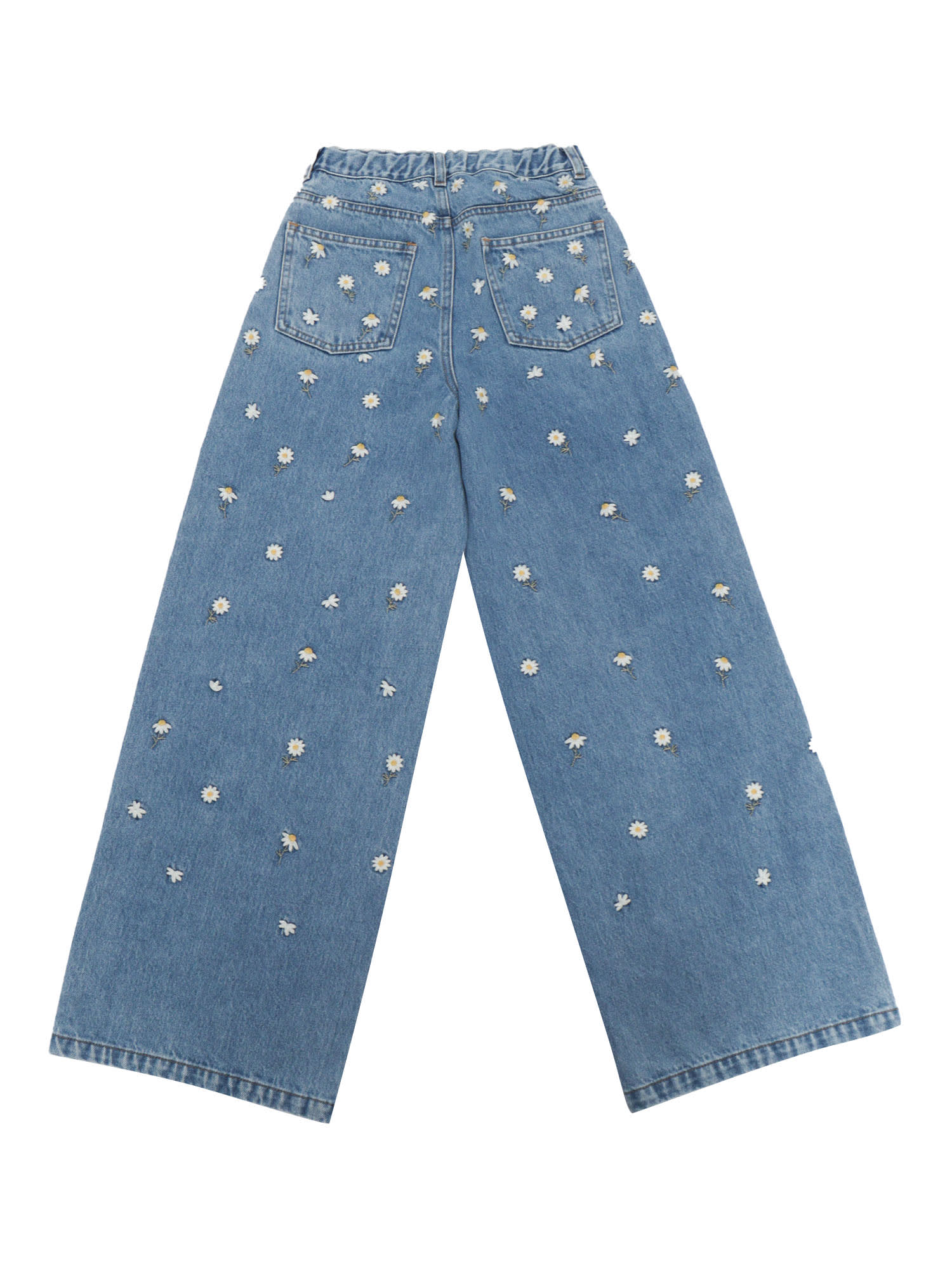 Il Gufo Floral-embroidered Jeans In Blue