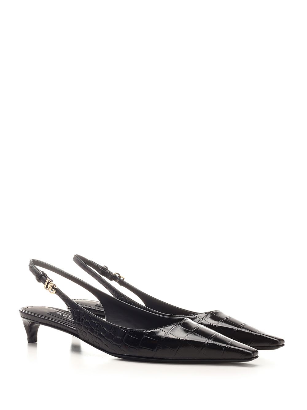 Shop Dolce & Gabbana Sling Back Black In St.cocco Lucido+vernice